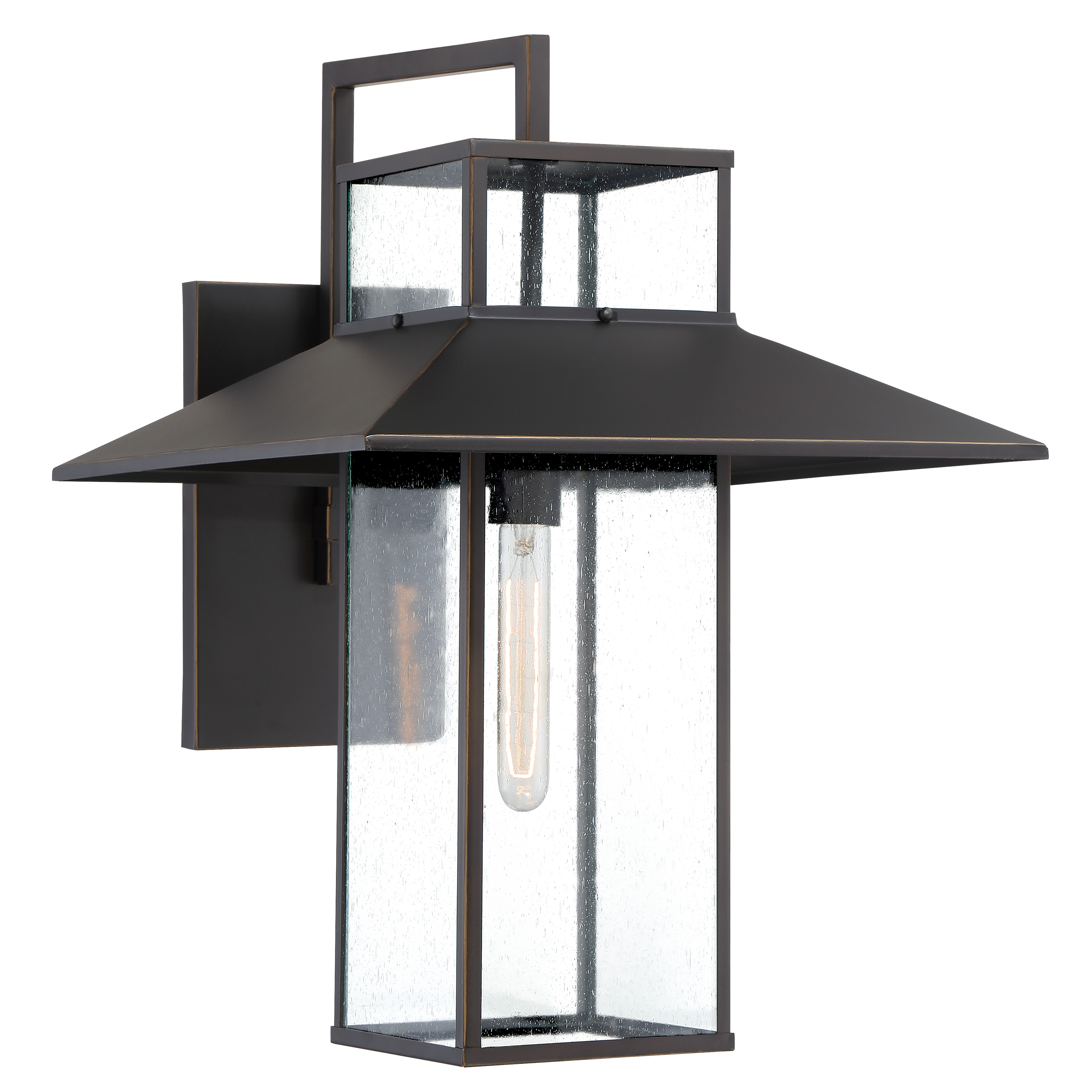 1 Light Wall Mount in Oil Rubbed Bronze with Gold Highlights Finish and Clear Seeded Glass