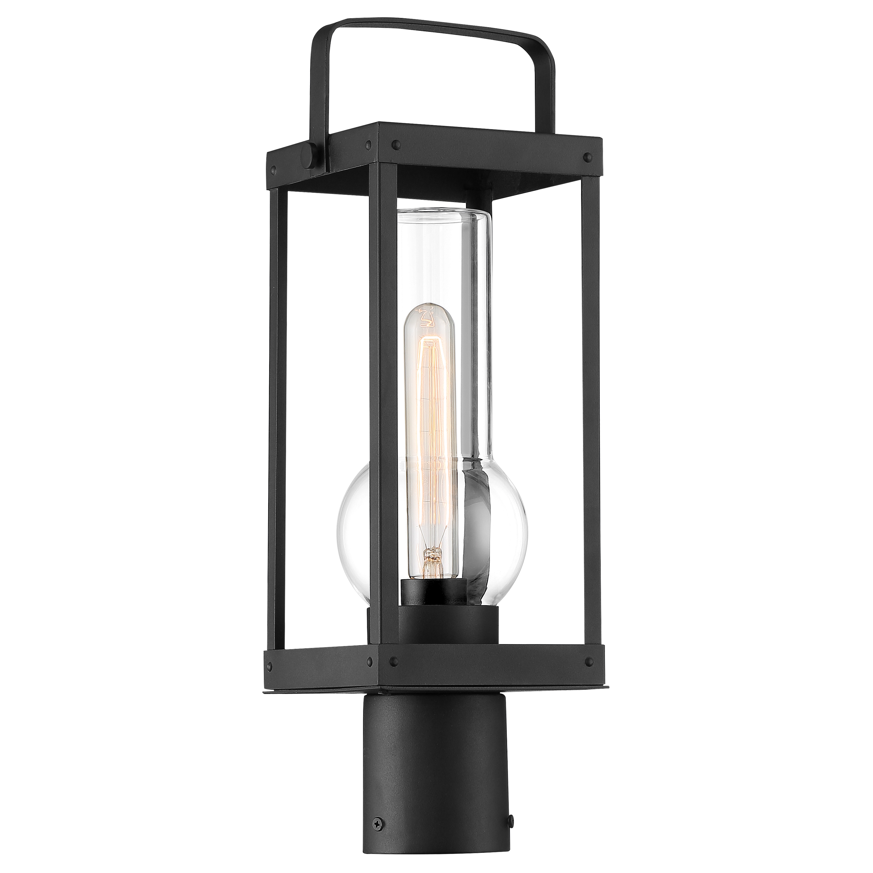 1 Light Post Mount in Sand Coal Finish with Clear Glass Shade