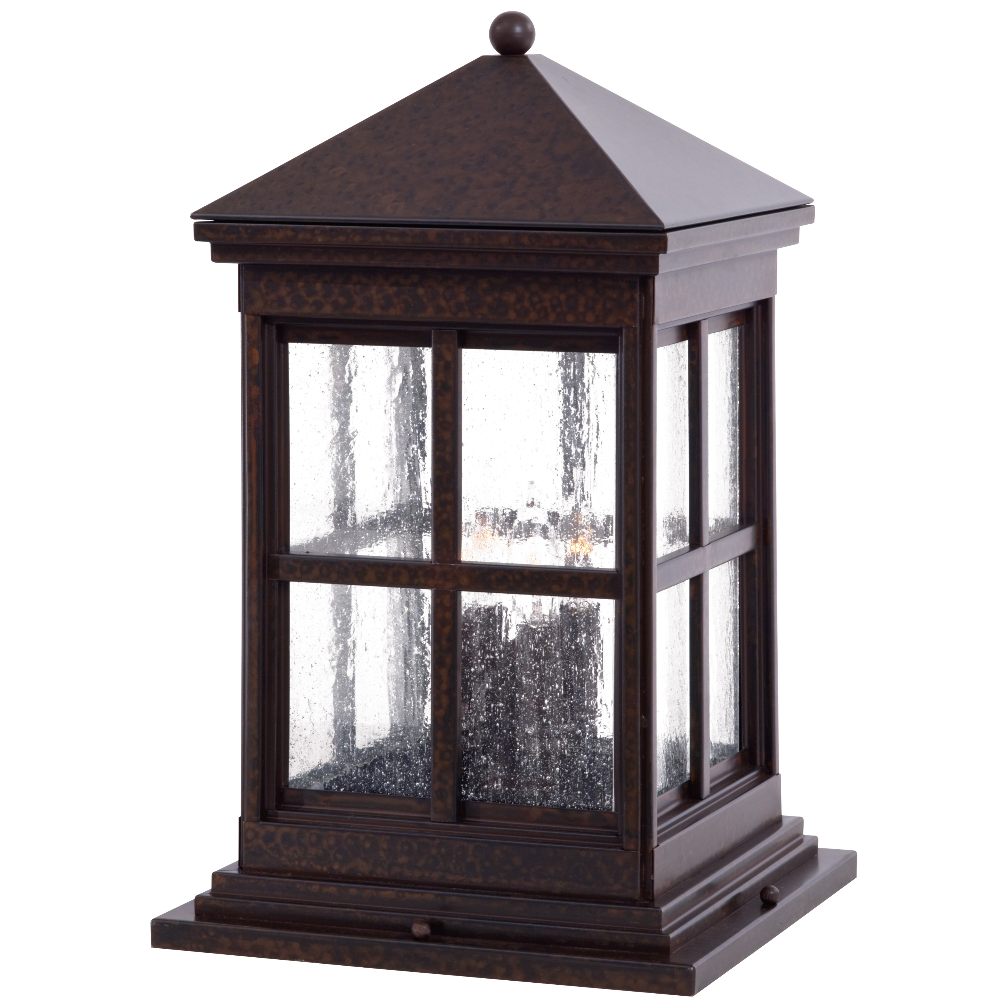 4 Light Column Mount in Rust Finish with Clear Seeded Glass