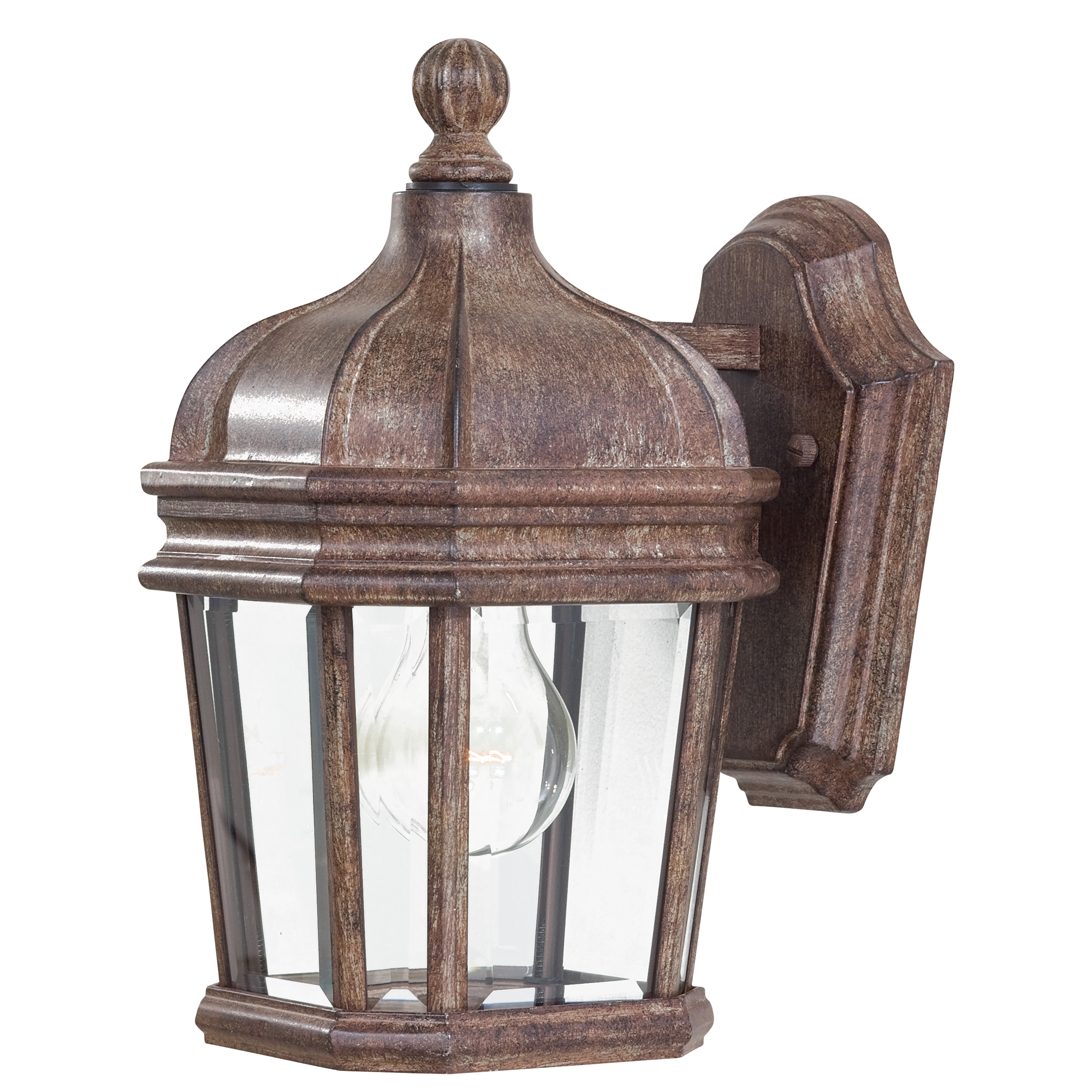 1 Light Wall Mount in Vintage Rust™ Finish with Double French Scavo Clear Beveled Glass