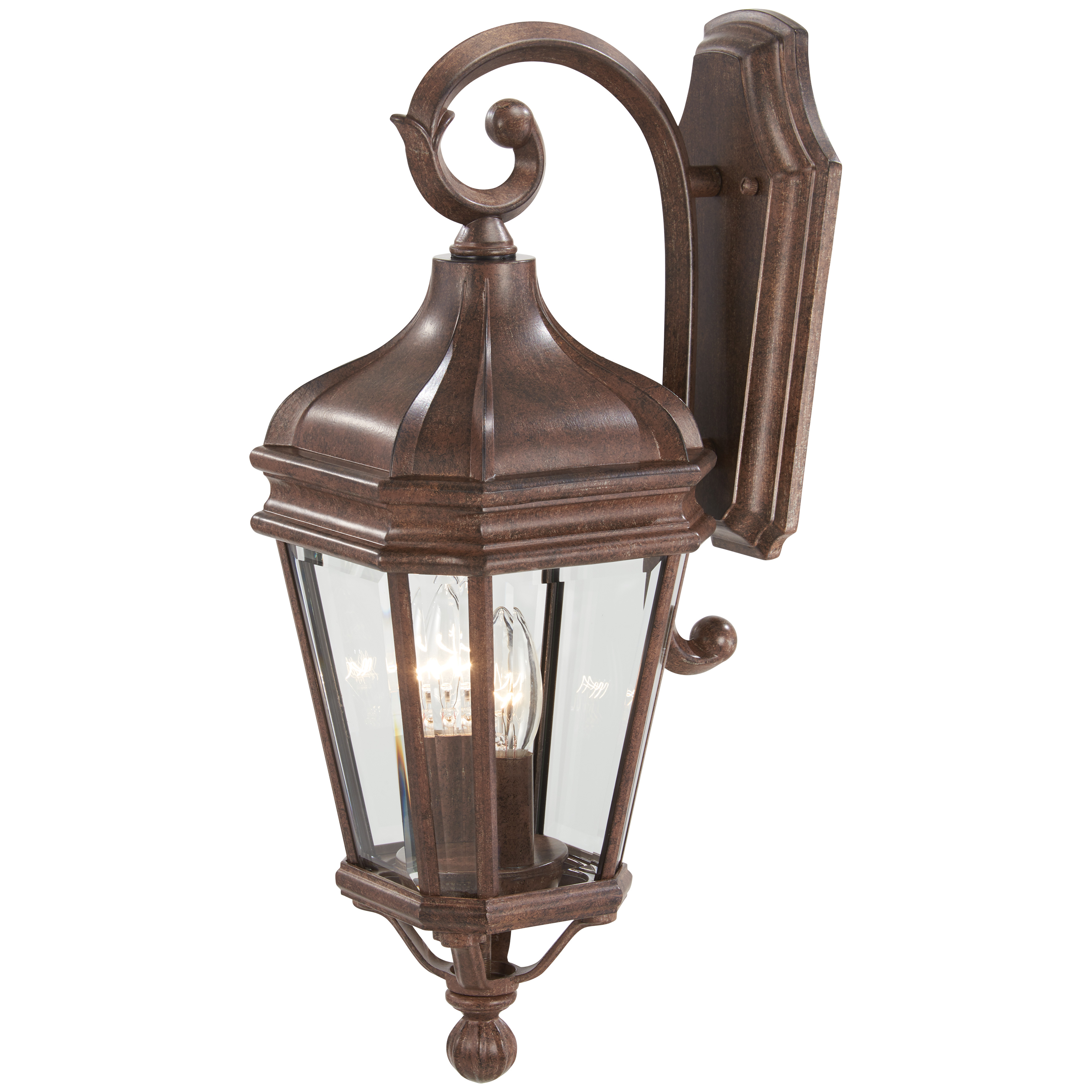 2 Light Wall Mount in Vintage Rust™ Finish with Double French Scavo Clear Beveled Glass