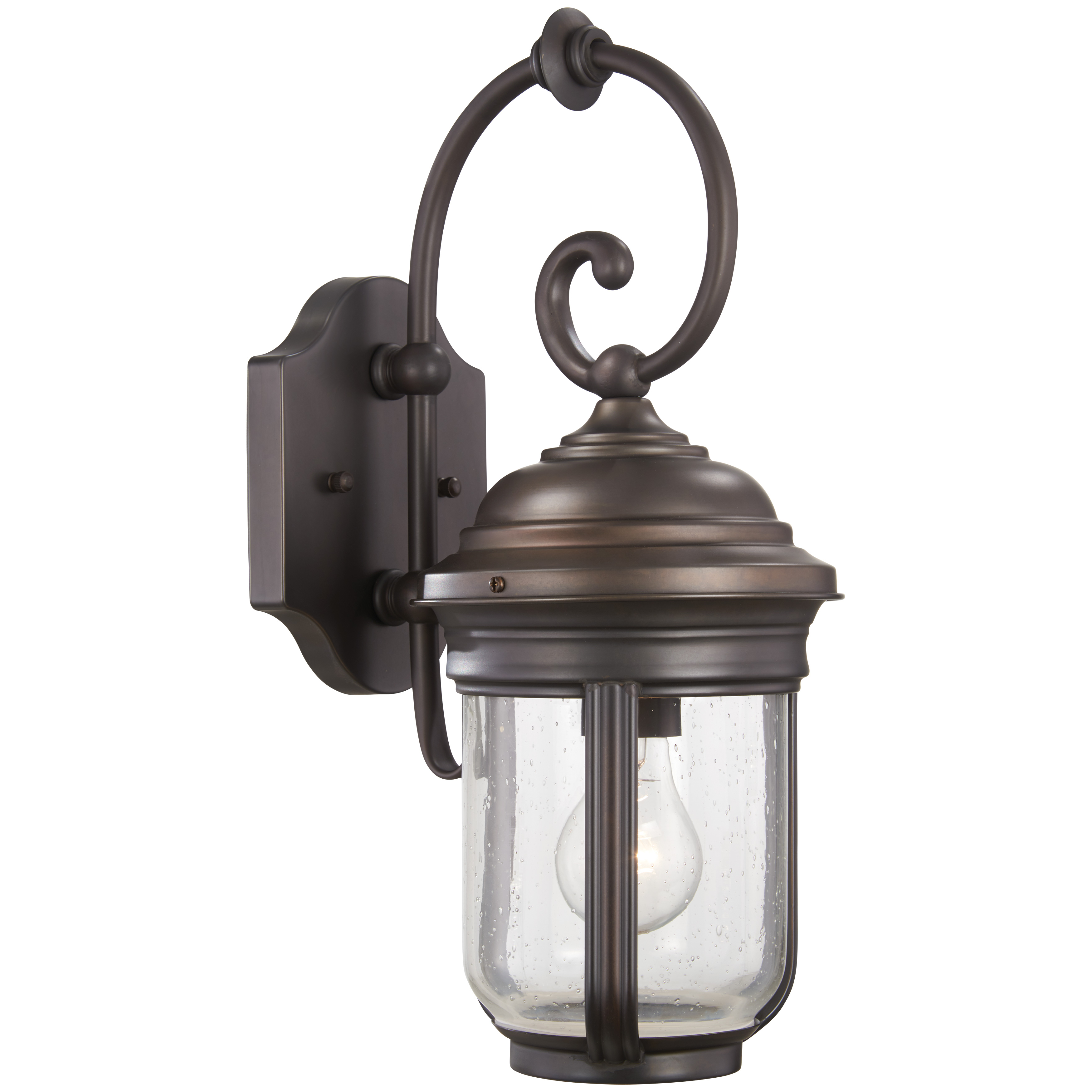 1 Light Wall Mount in Roman Bronze™ Finish with Mouth Blown Clear Seeded Glass