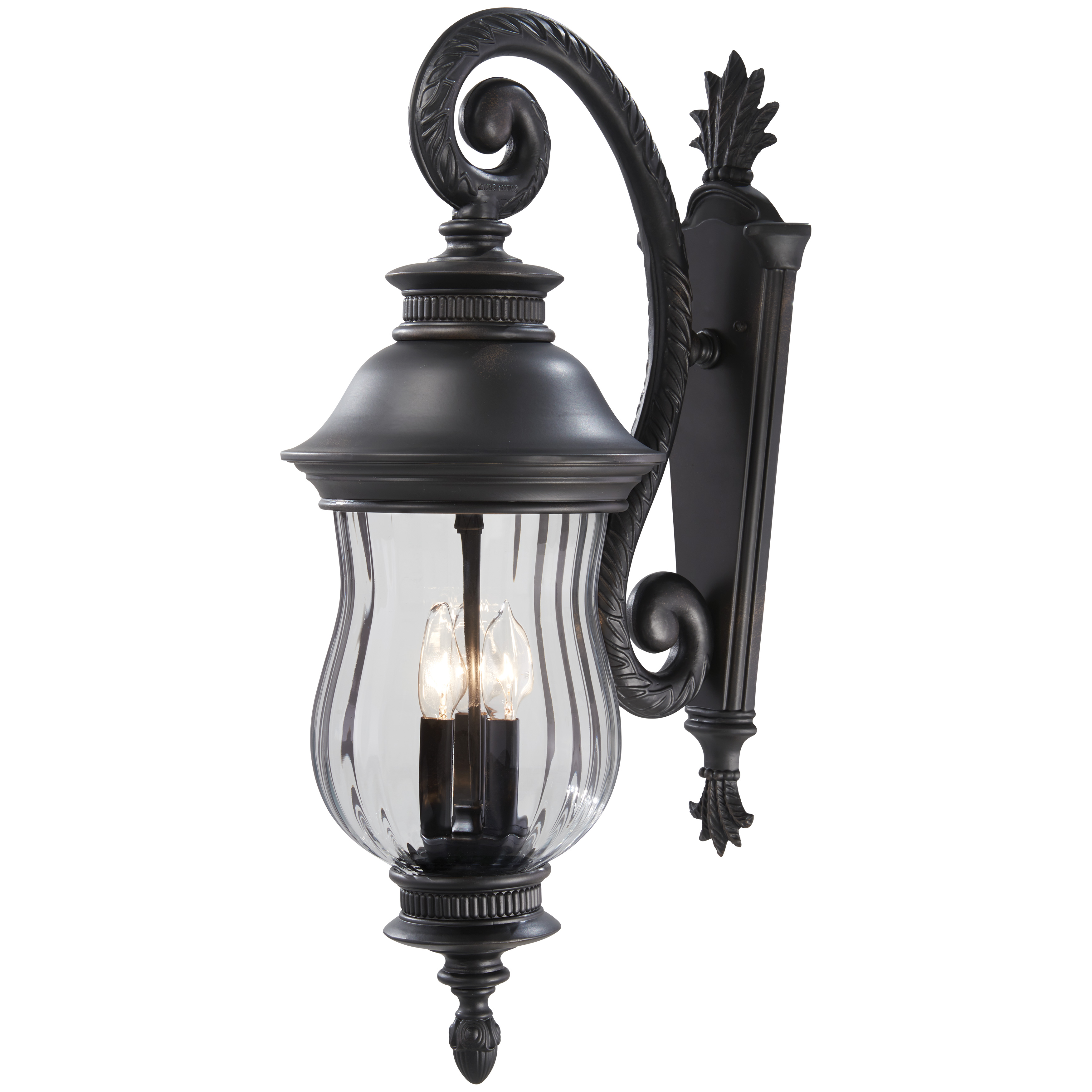 3 Light Wall Mount in Heritage™ Finish with Optic Mouth Blown Glass