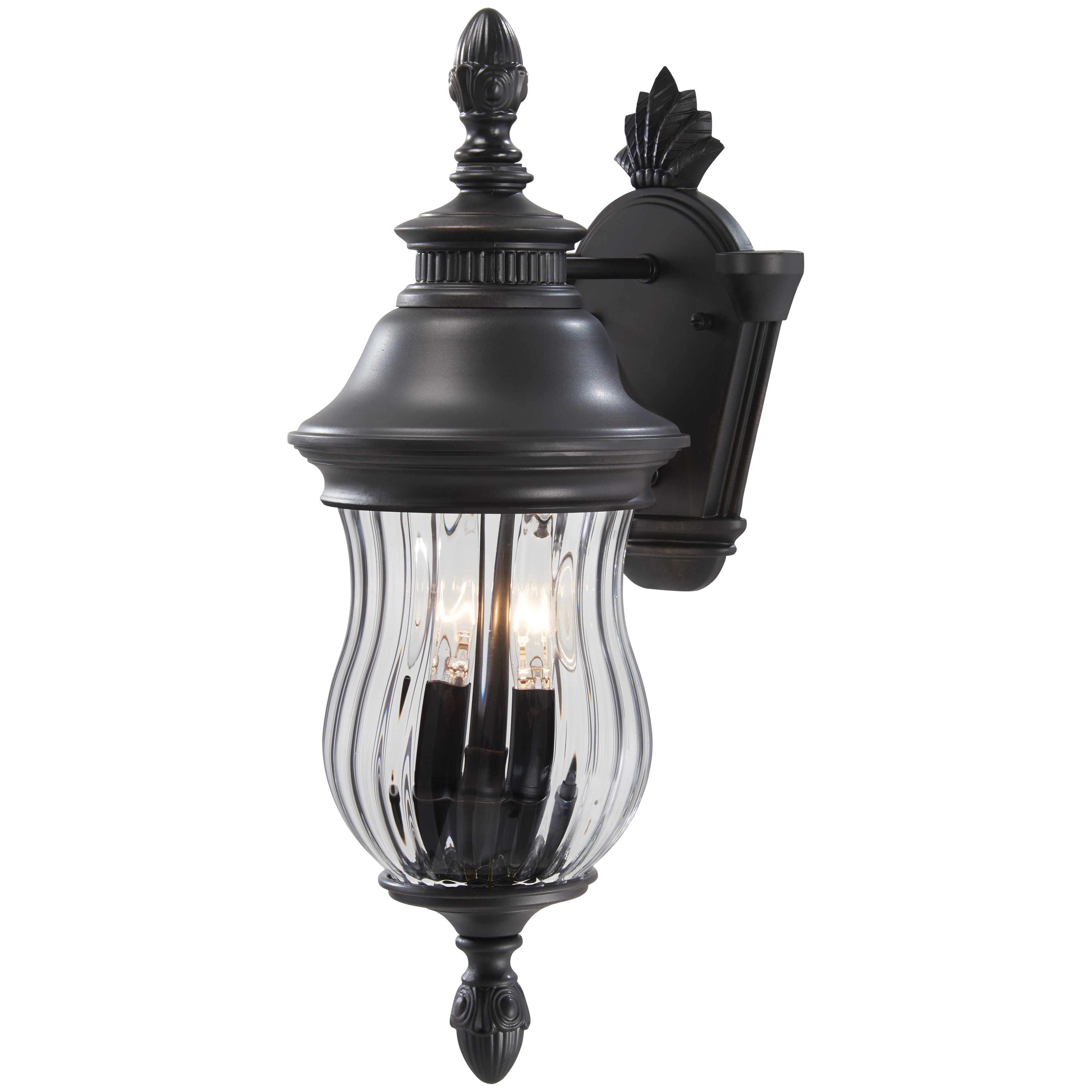 2 Light Wall Mount in Heritage™ Finish with Optic Mouth Blown Glass