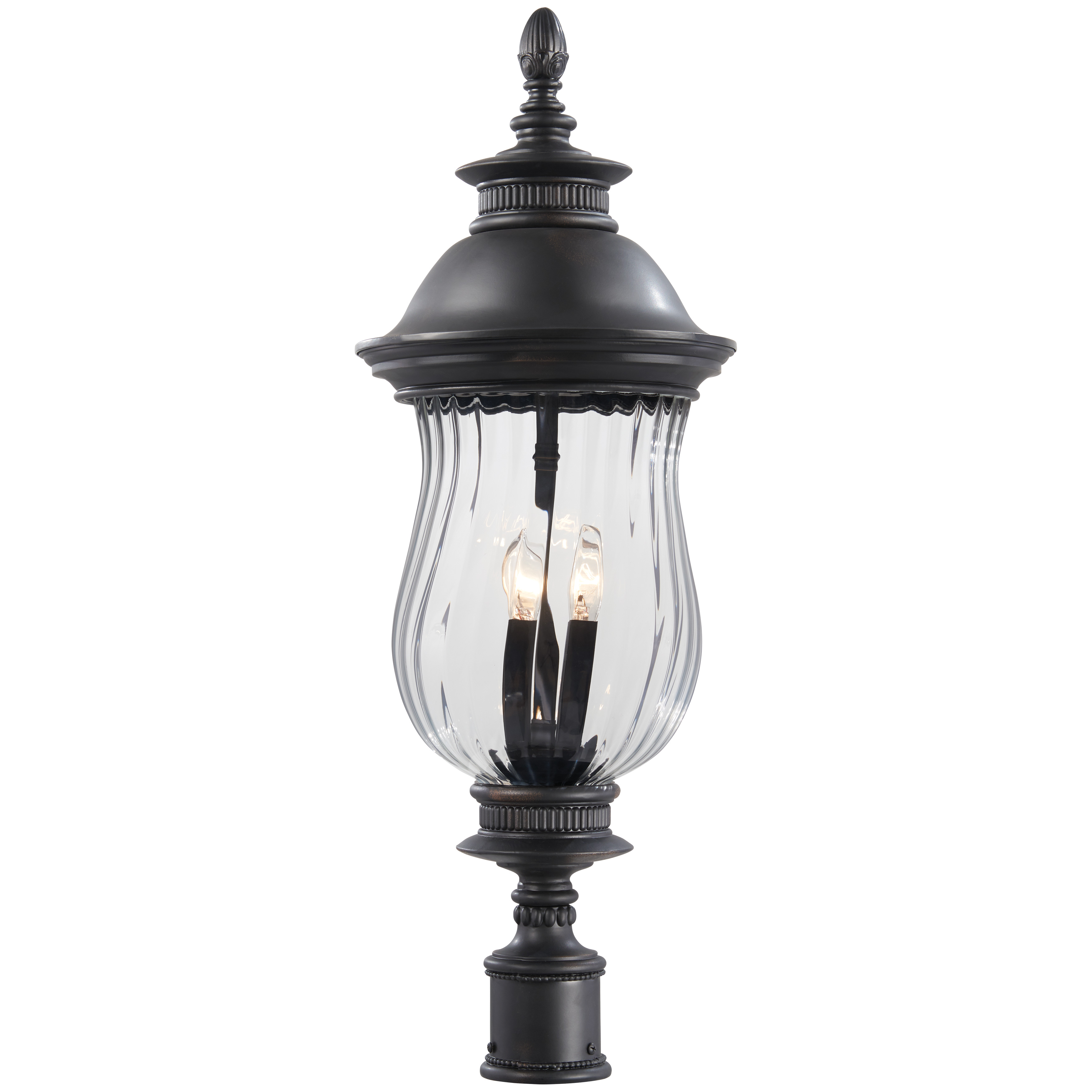 4 Light Post Mount in Heritage™ Finish with Optic Mouth Blown Glass