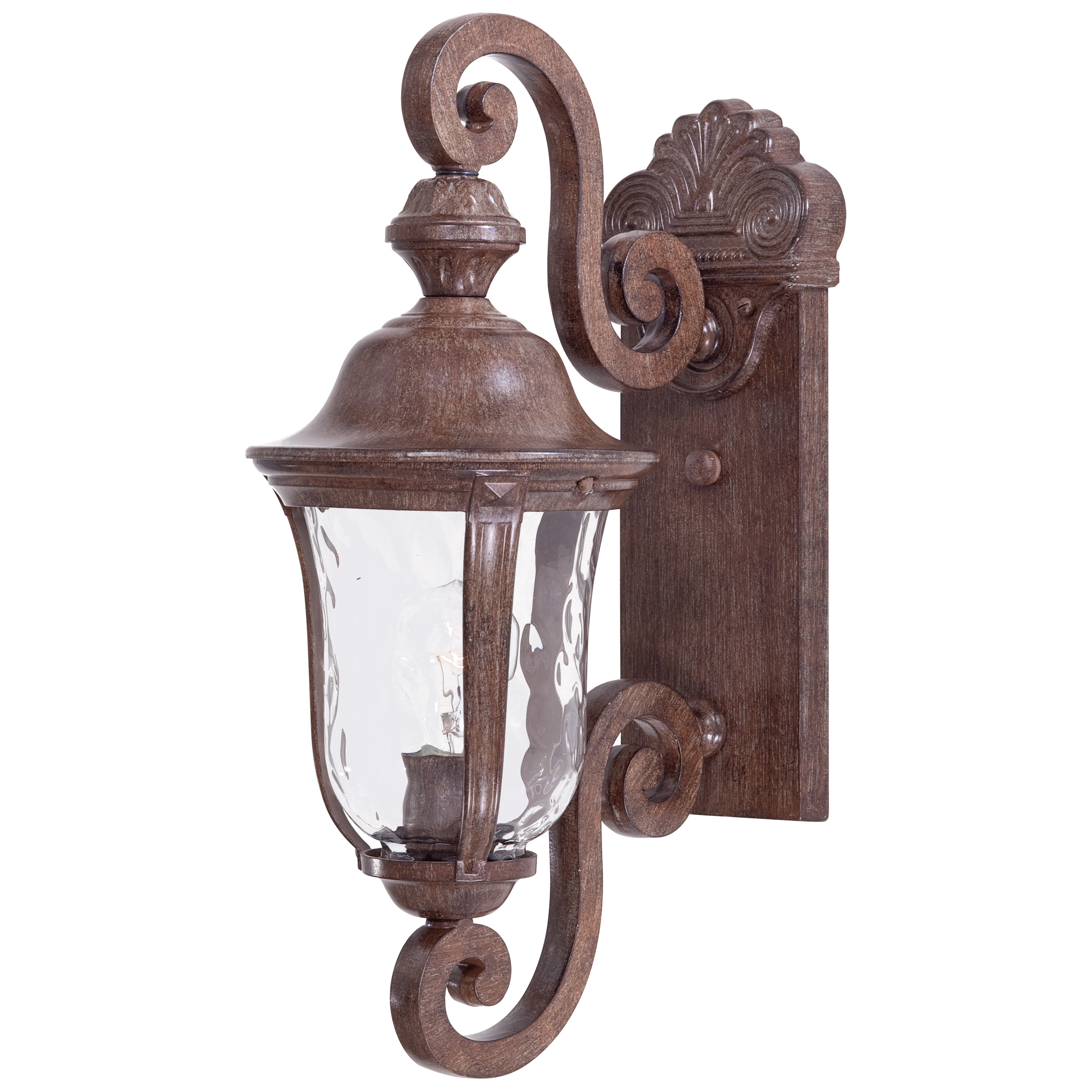 1 Light Wall Mount in Vintage Rust™ Finish with Mouth Blown Clear Hammered Glass
