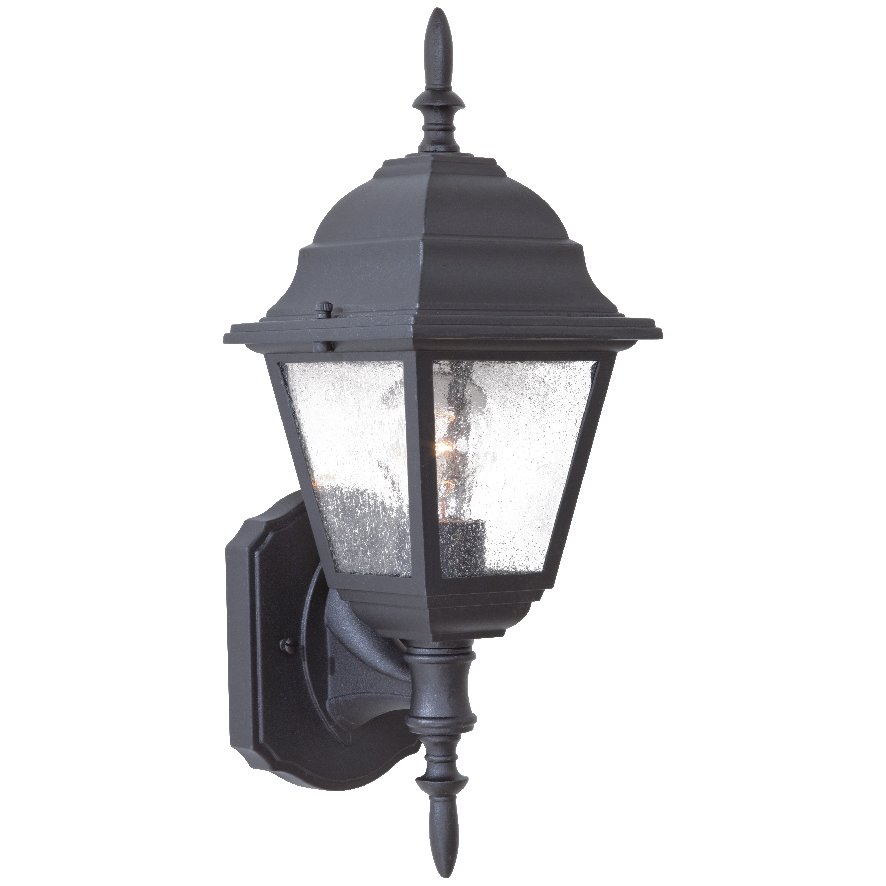 1 Light Wall Mount in Black Finish with Clear Seeded Glass