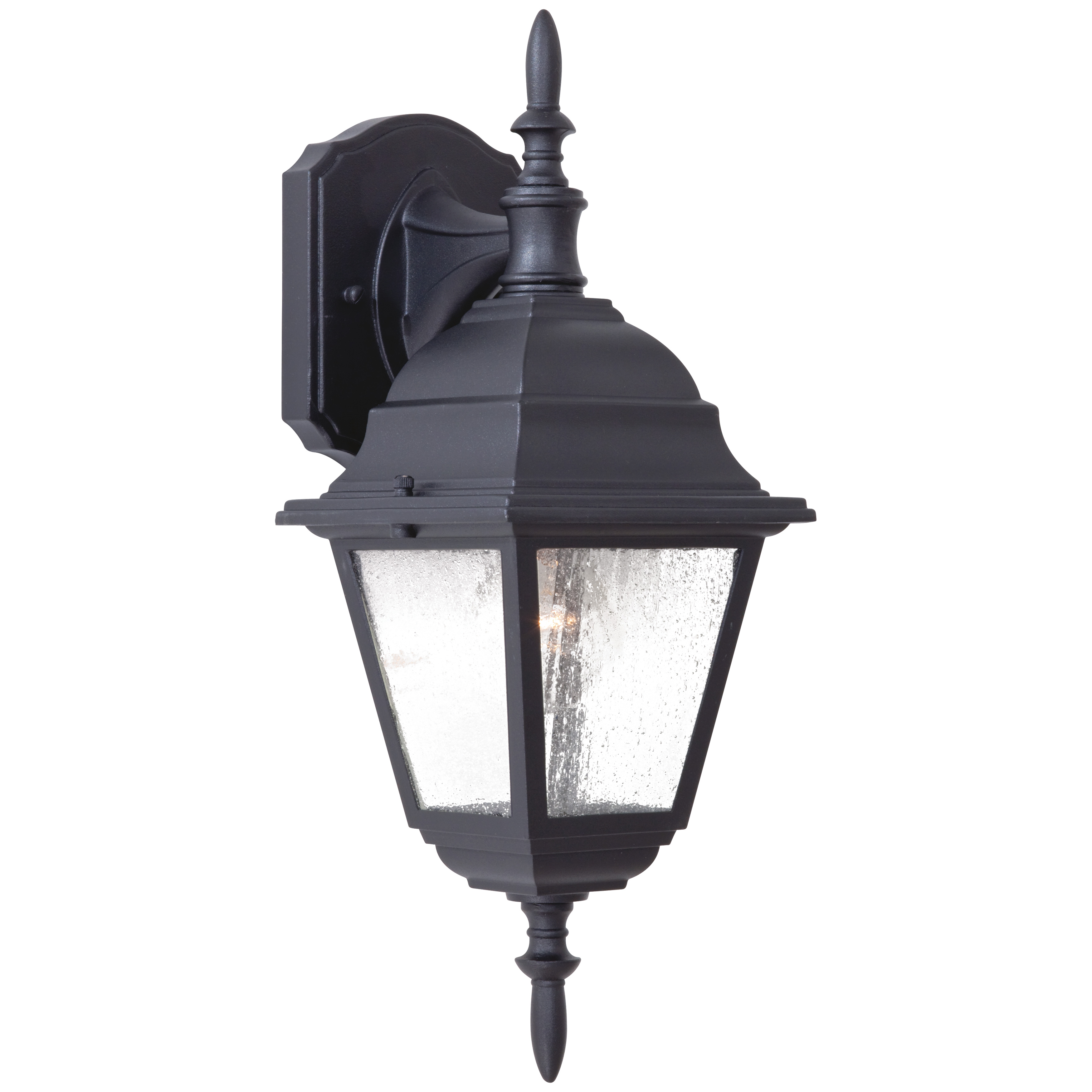 1 Light Wall Mount in Black Finish with Clear Seeded Glass