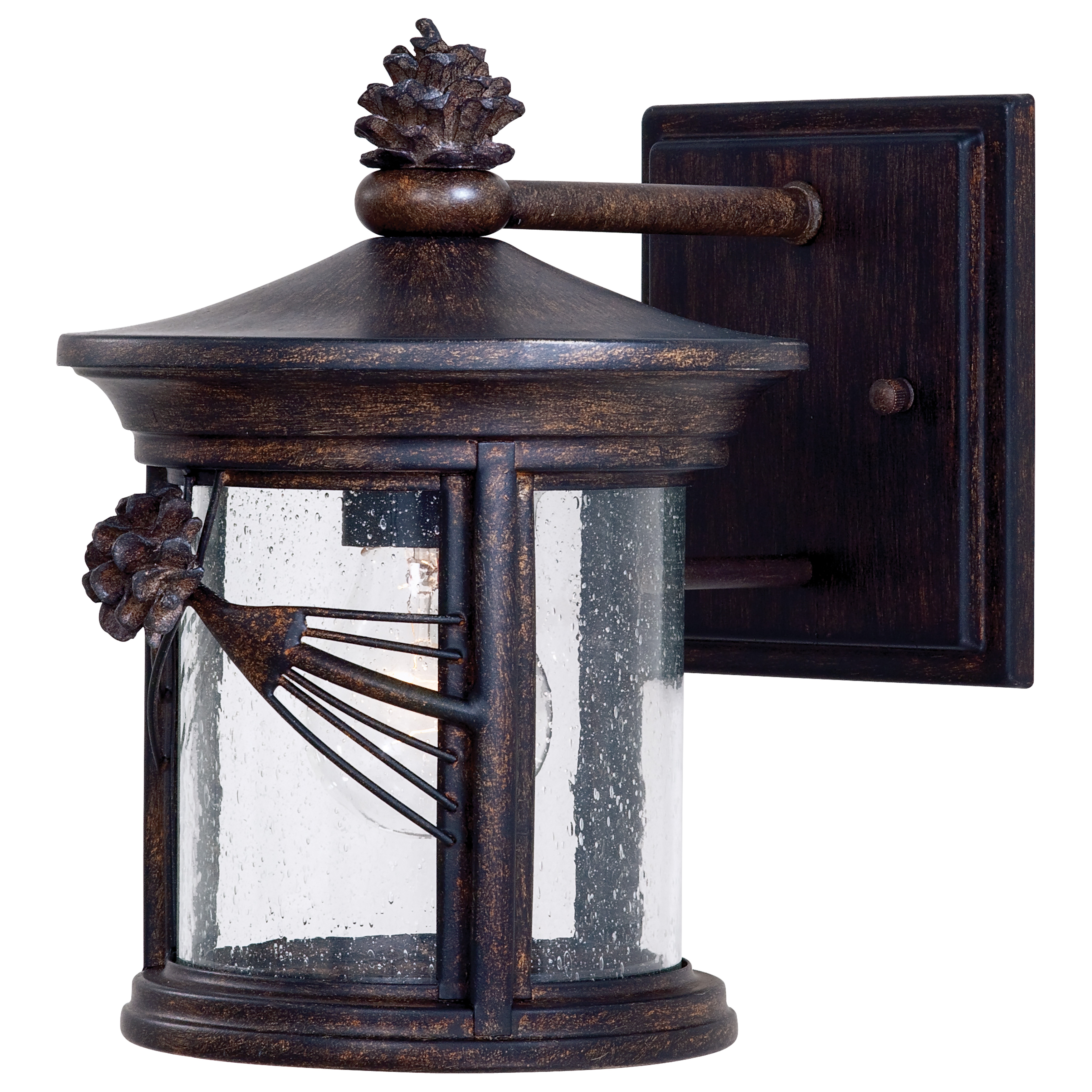 1 Light Wall Mount in Iron Oxide Finish with  Mouth Blown Clear Seeded Glass