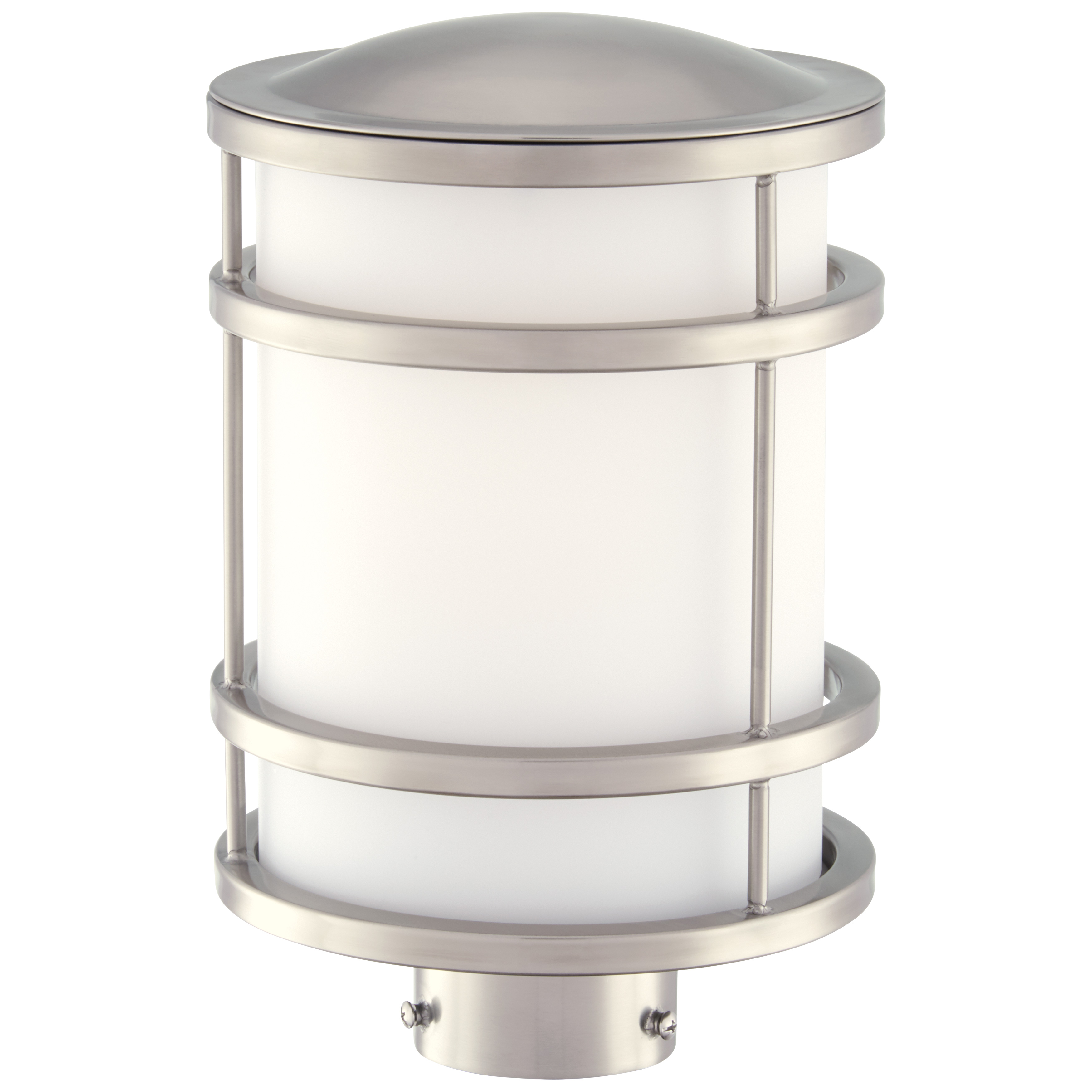 1 Light Post Mount in Stainless Steel Finish with Etched Opal Glass