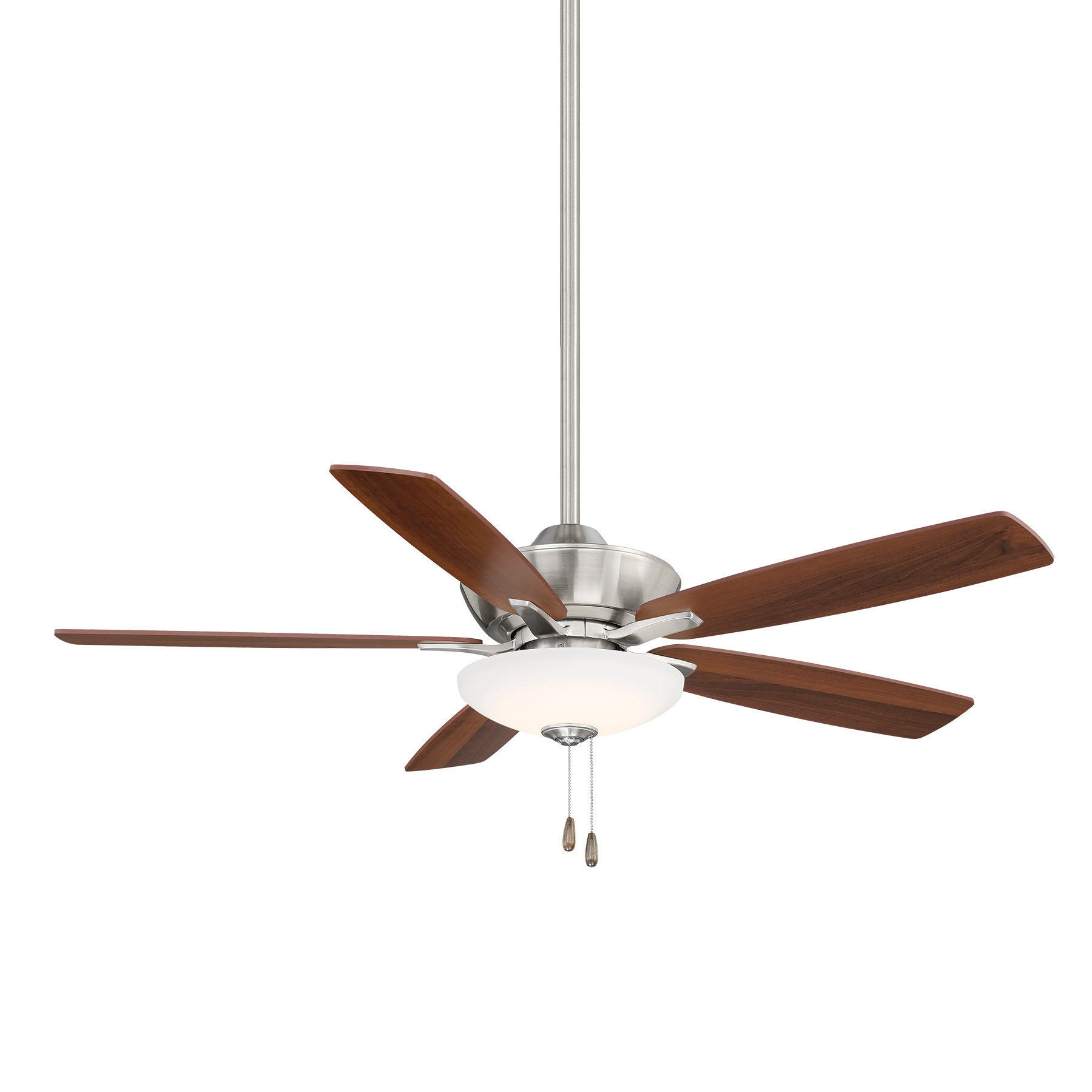 The Minute ceiling fan combines efficient DC motor technology with integrated LED lighting, delivering 2233 lumens with excellent color rendering. Features reversible blades and a clean transitional design.