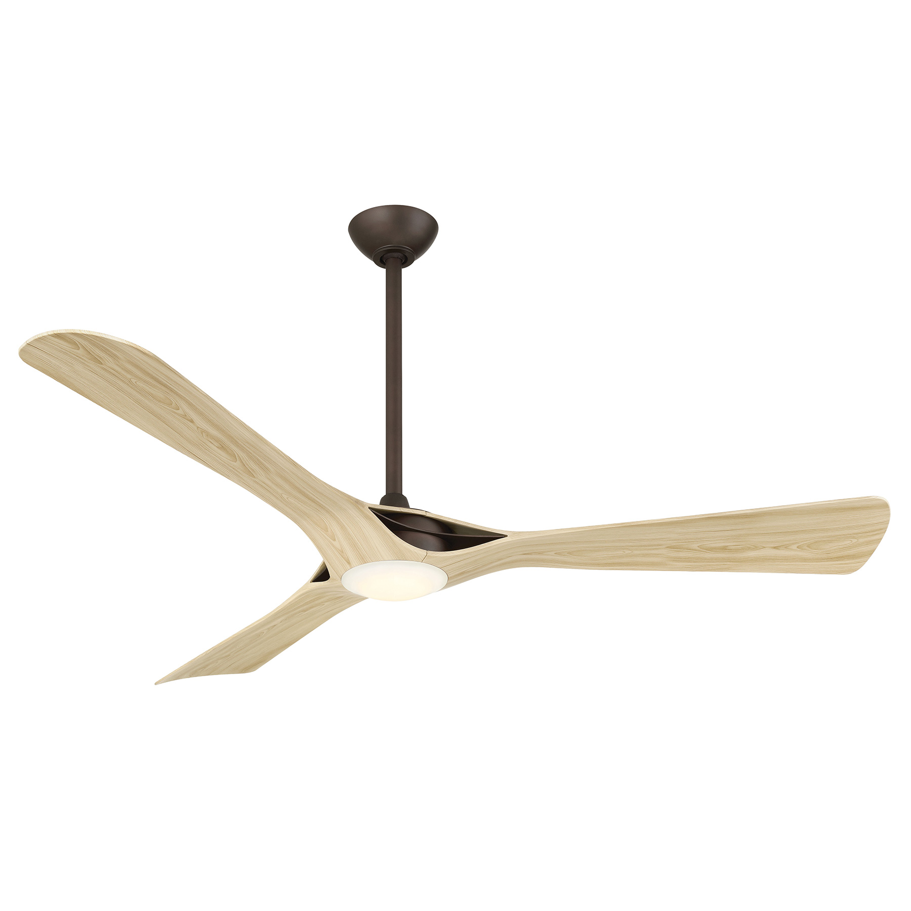 The Bridge combines modern smart technology with a sleek dark bronze finish and white oak blades. Features energy-efficient DC motor, integrated 1500-lumen LED lighting with 90 CRI, and smart controls for ultimate convenience.