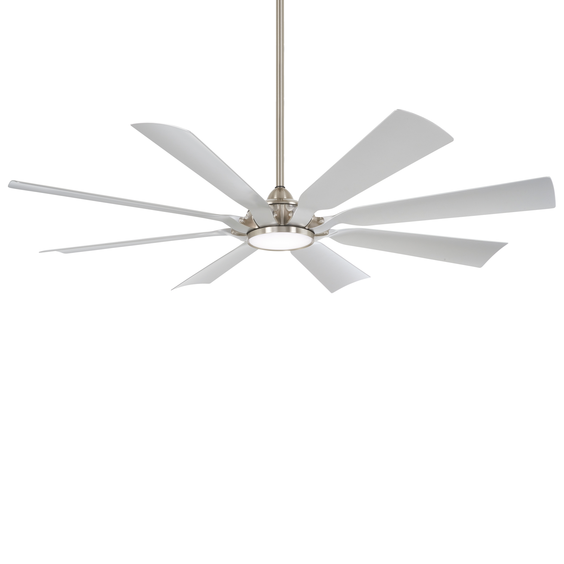 The Future ceiling fan combines impressive airflow with energy-efficient LED lighting in a weather-resistant design. Its oversized 65" span makes it ideal for large outdoor spaces, while the brushed nickel wet-rated finish ensures durability.