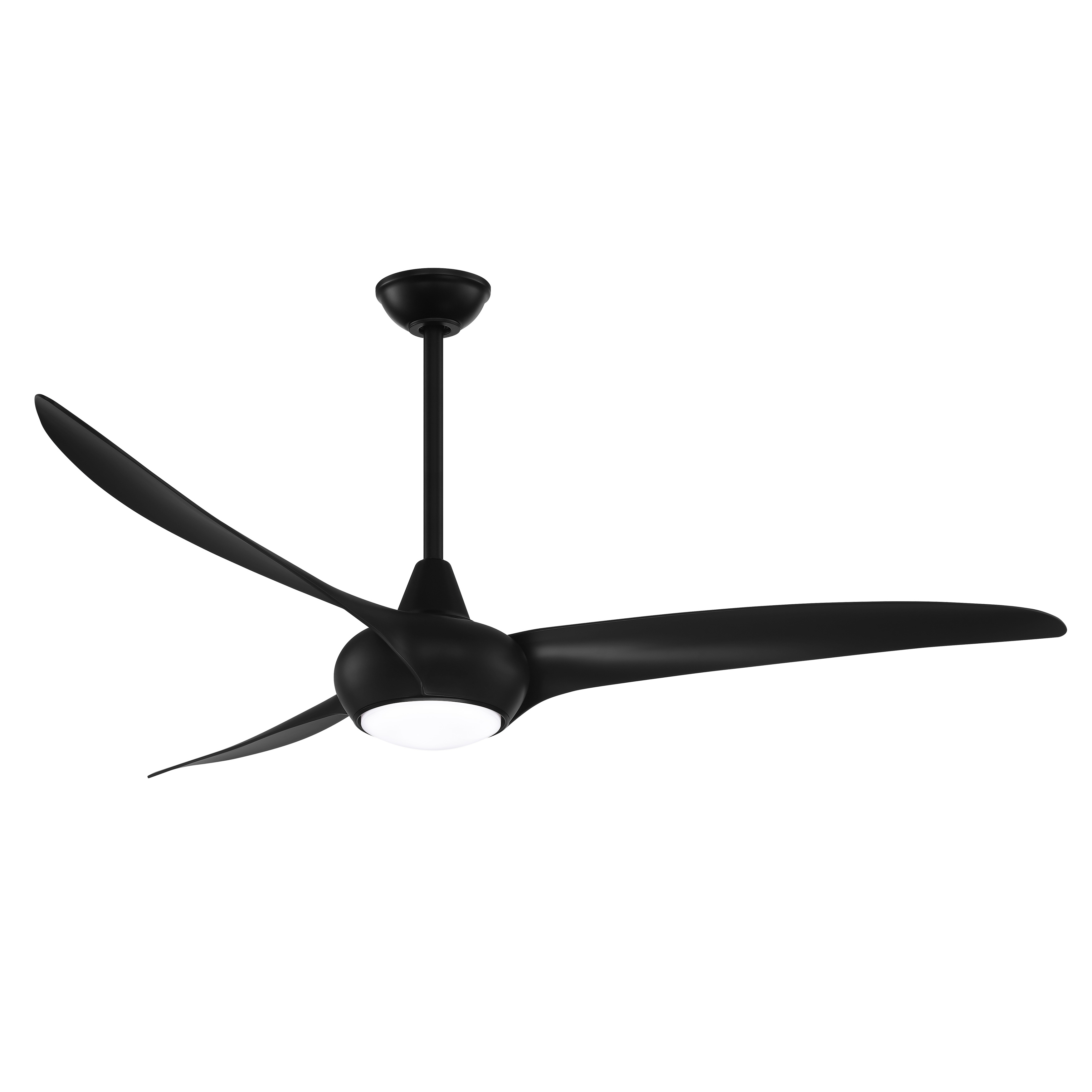 The Light Wave combines contemporary design with practical performance. Its 65" span and integrated 2251-lumen LED light make it ideal for spacious rooms. The coal finish and frosted lens create a modern aesthetic.