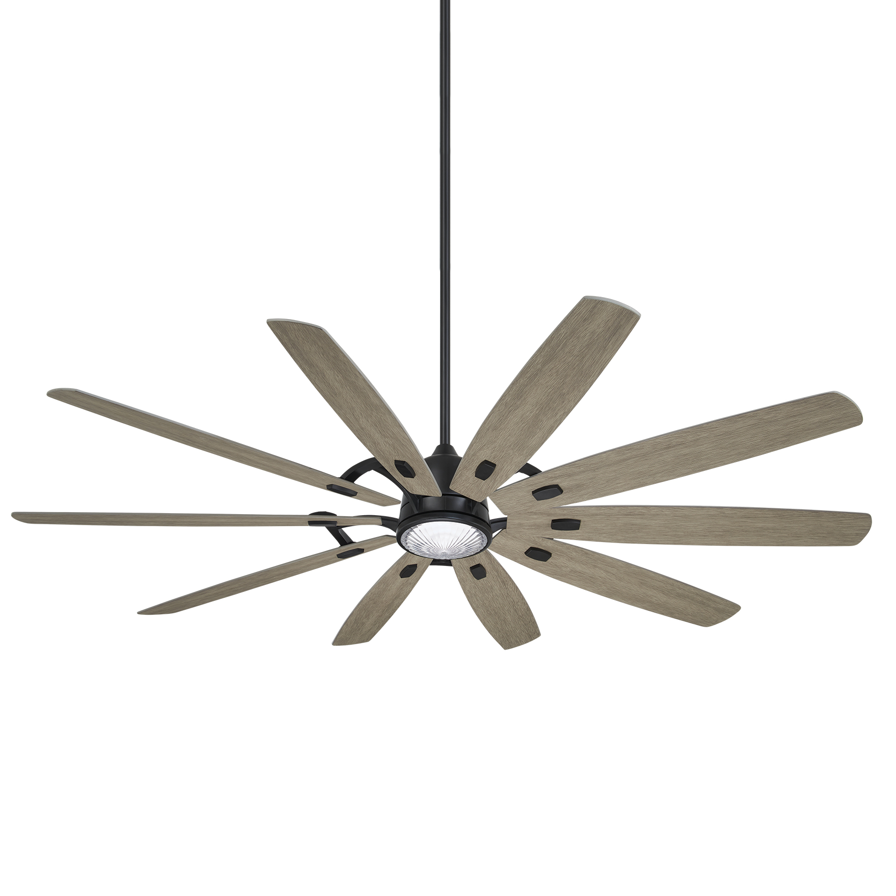 The Barn H20 84" ceiling fan combines industrial farmhouse style with modern smart technology. Its massive 10-blade design delivers exceptional airflow for large outdoor spaces, while the integrated LED light provides bright, energy-efficient illumination.