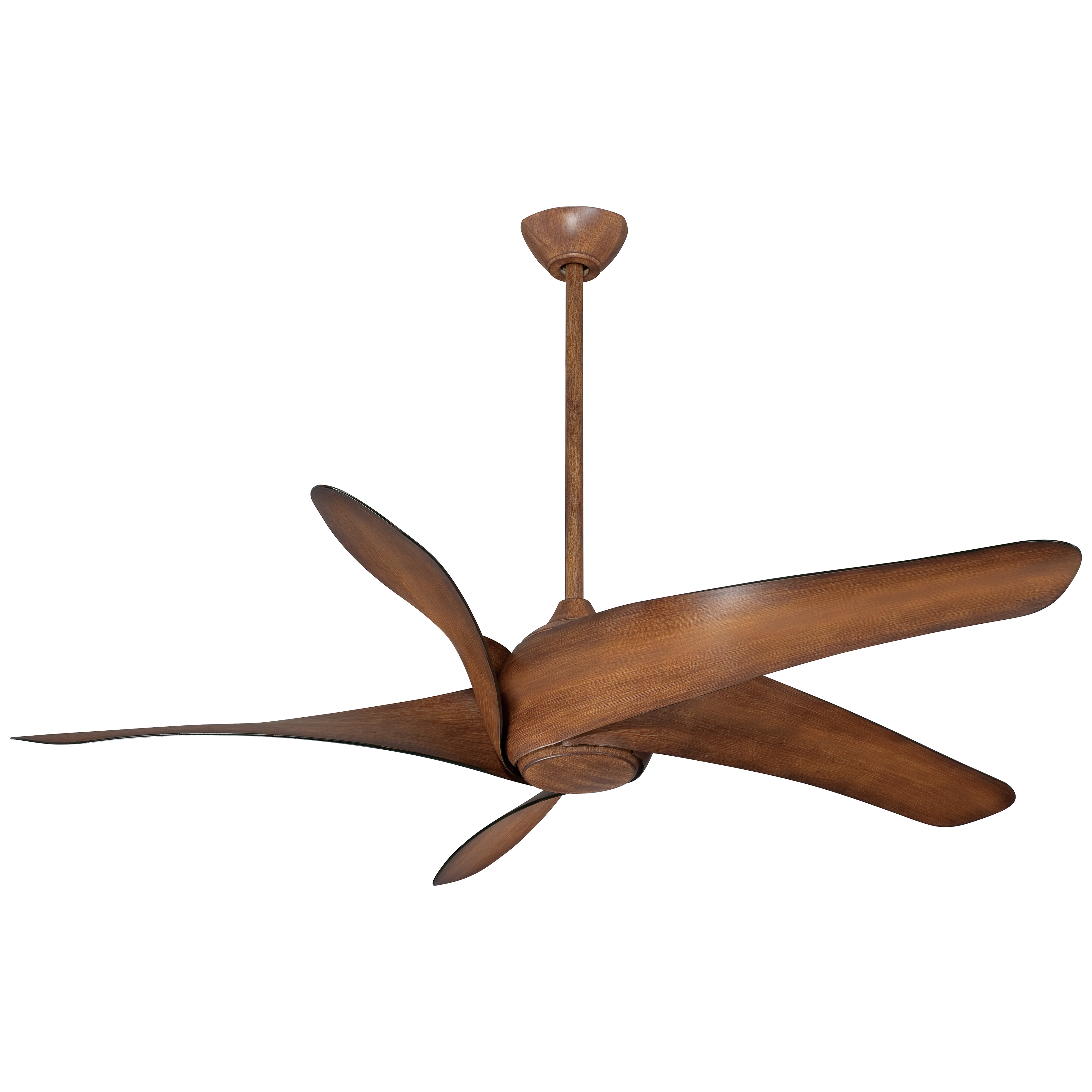 The Artemis XL5 combines a generous 62-inch blade span with integrated LED lighting and a distinctive distressed koa finish. Its DC motor delivers efficient, quiet operation while the high CRI lighting ensures excellent color rendering.