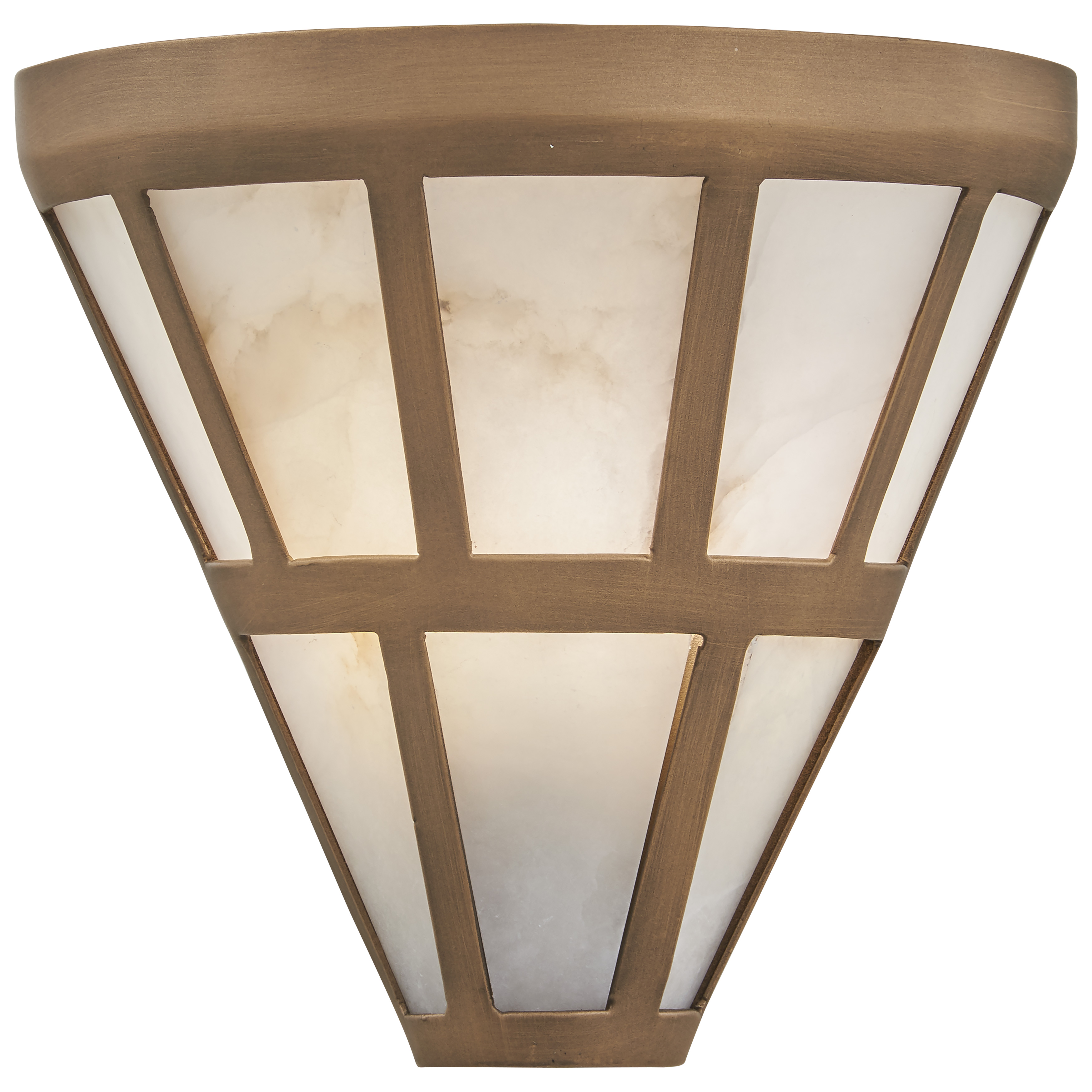 The Istria wall sconce combines warm Ashen Gold metalwork with natural alabaster panes for a sophisticated, timeless look. Its compact 10-inch profile makes it ideal for bathrooms, hallways, and intimate spaces.