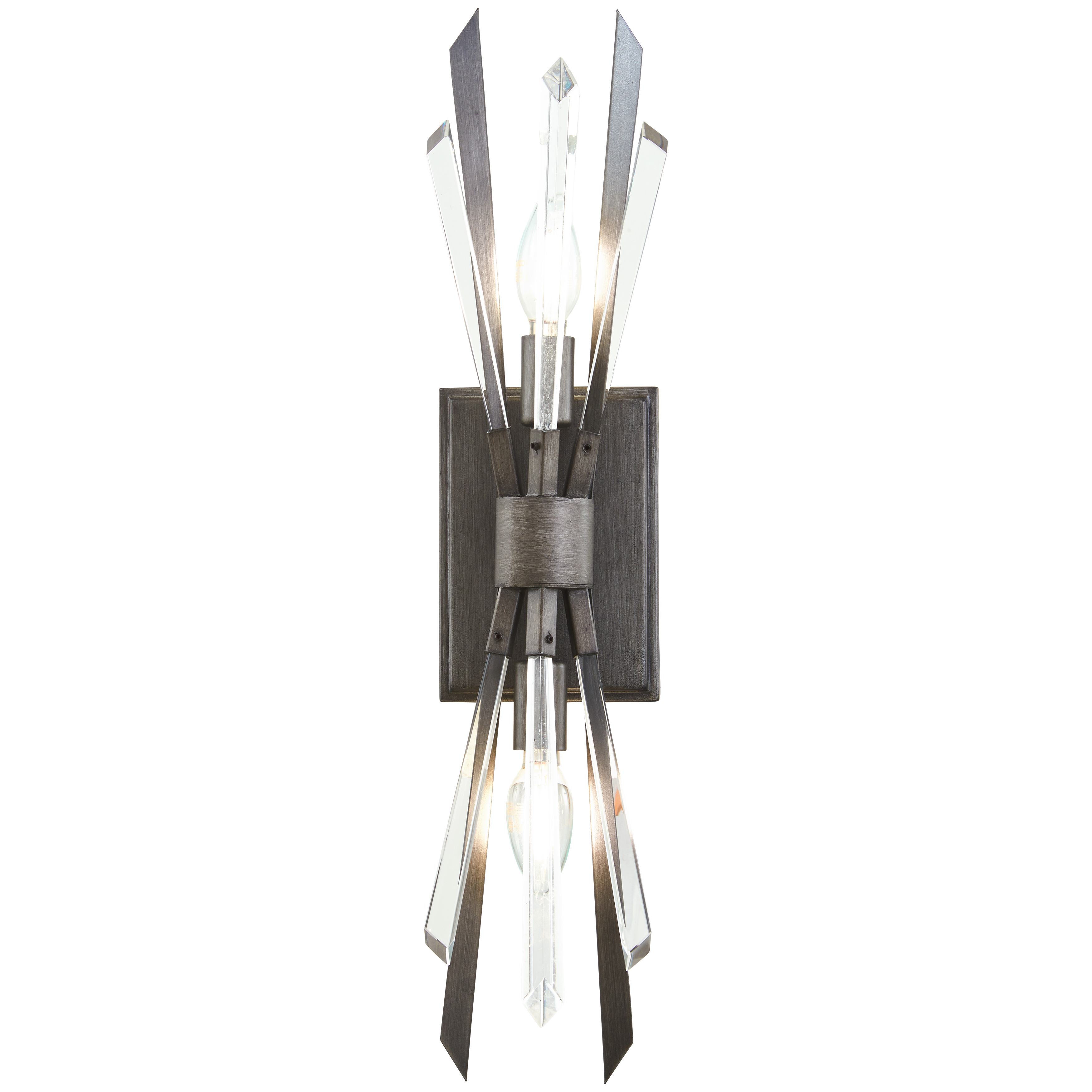 The Elsa wall sconce combines contemporary sophistication with timeless crystal elegance. Its Midnight Graphite finish creates striking contrast against clear crystal and rock crystalite accents, delivering refined ambiance.