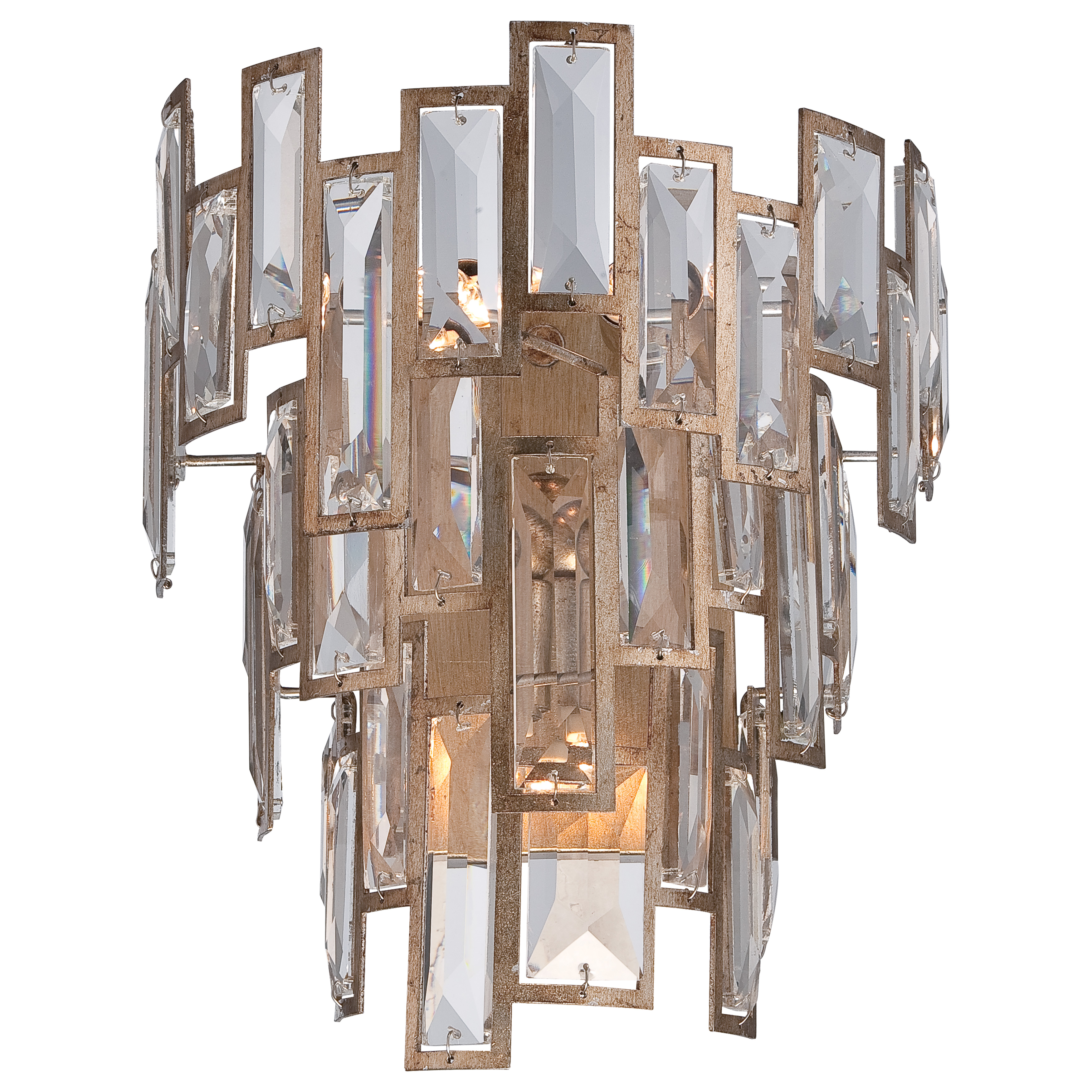 The Bel Mondo wall sconce combines traditional elegance with transitional versatility. Featuring sparkling crystal accents and a rich Luxor Gold finish, this 3-light fixture adds sophisticated glamour to any space.