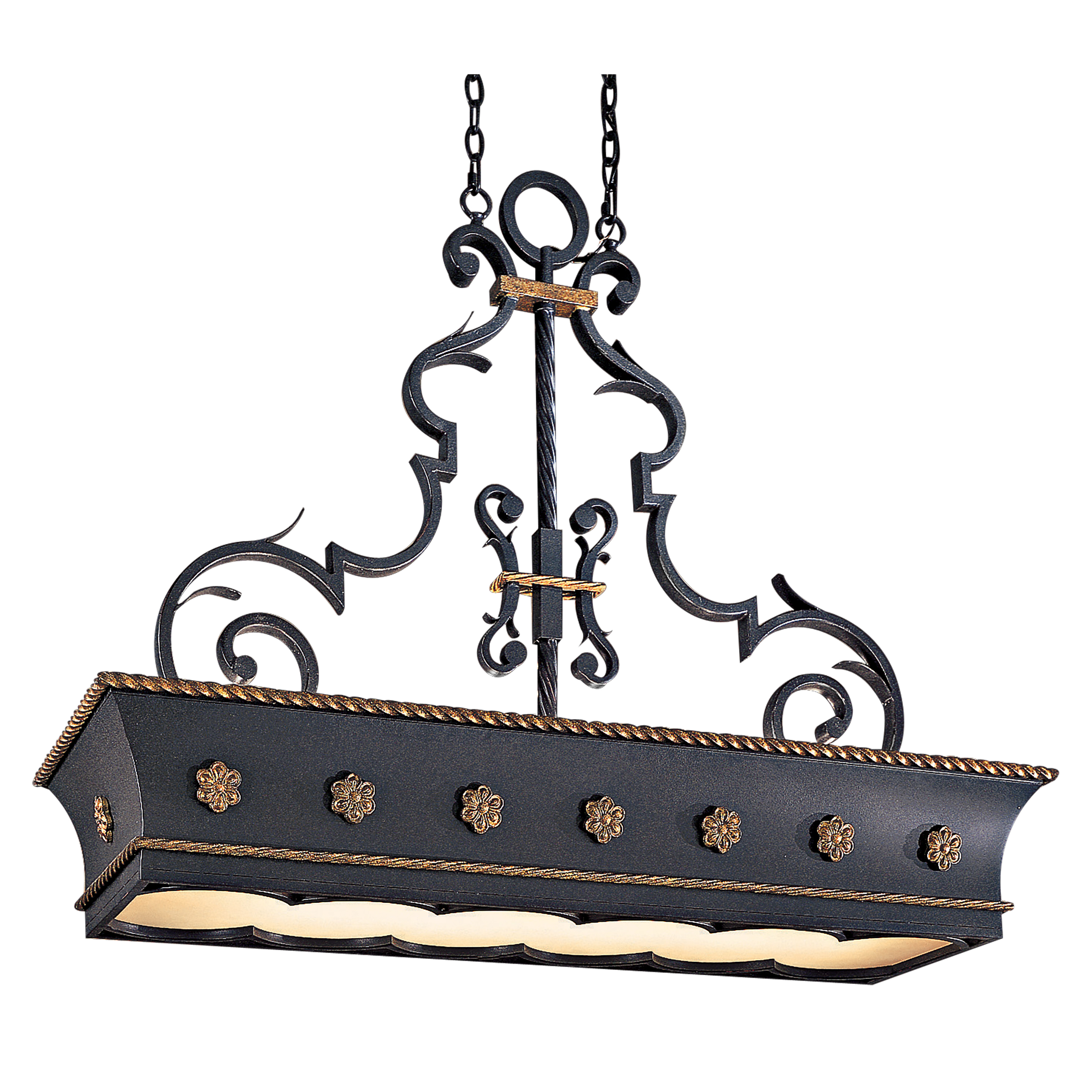 The Montparnasse brings Old World elegance to modern spaces with its hand-applied French Black finish accented by gold leaf highlights. Twelve lights provide exceptional illumination while double French scavo glass shades add warmth and sophistication.