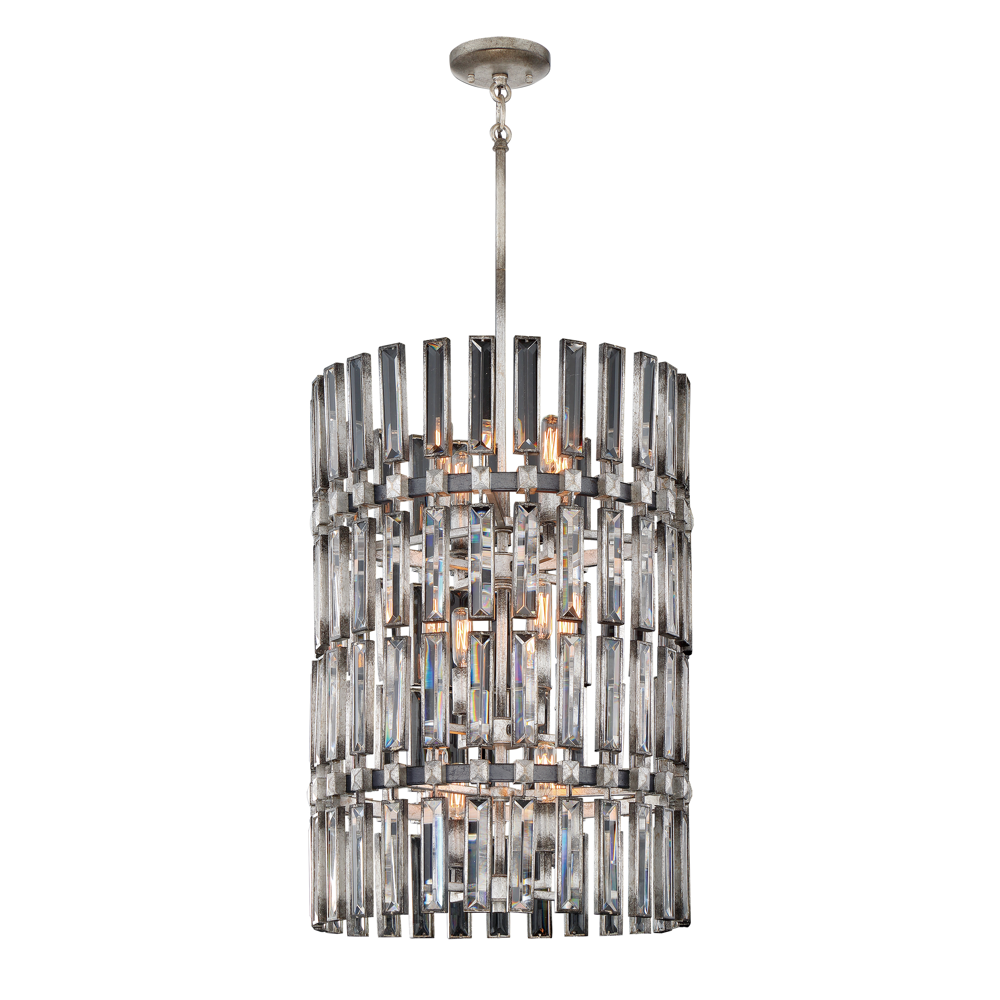 The Belle Aurore combines contemporary styling with timeless crystal elegance. Featuring 12 lights and a sophisticated Shadow Silver Leaf finish, this pendant delivers substantial illumination with refined sparkle.