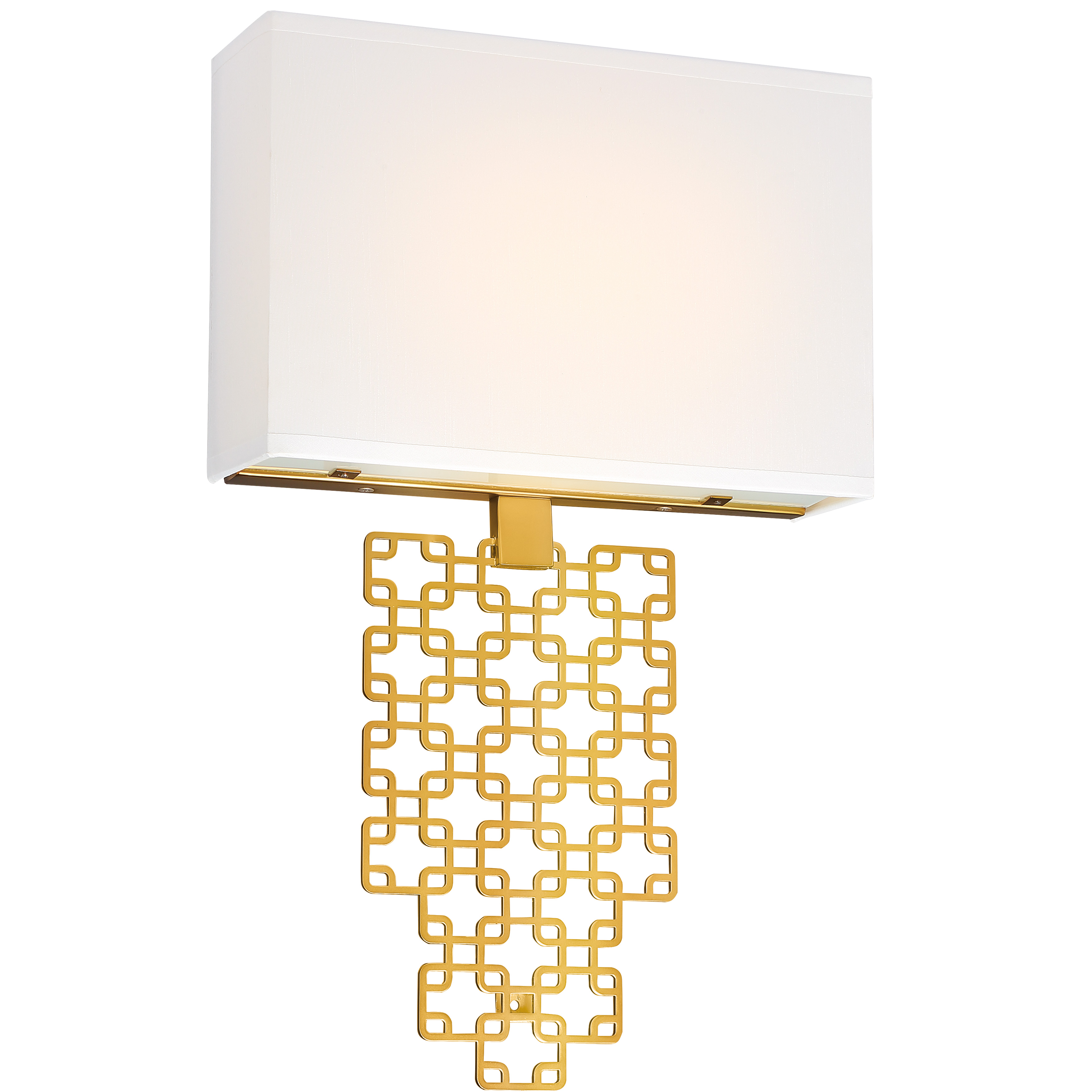 The Blairmoor LED wall sconce combines contemporary styling with warm honey gold metalwork and a white silk diffuser. High CRI of 94 ensures excellent color rendering, while integrated LED provides energy efficiency and dimmability.
