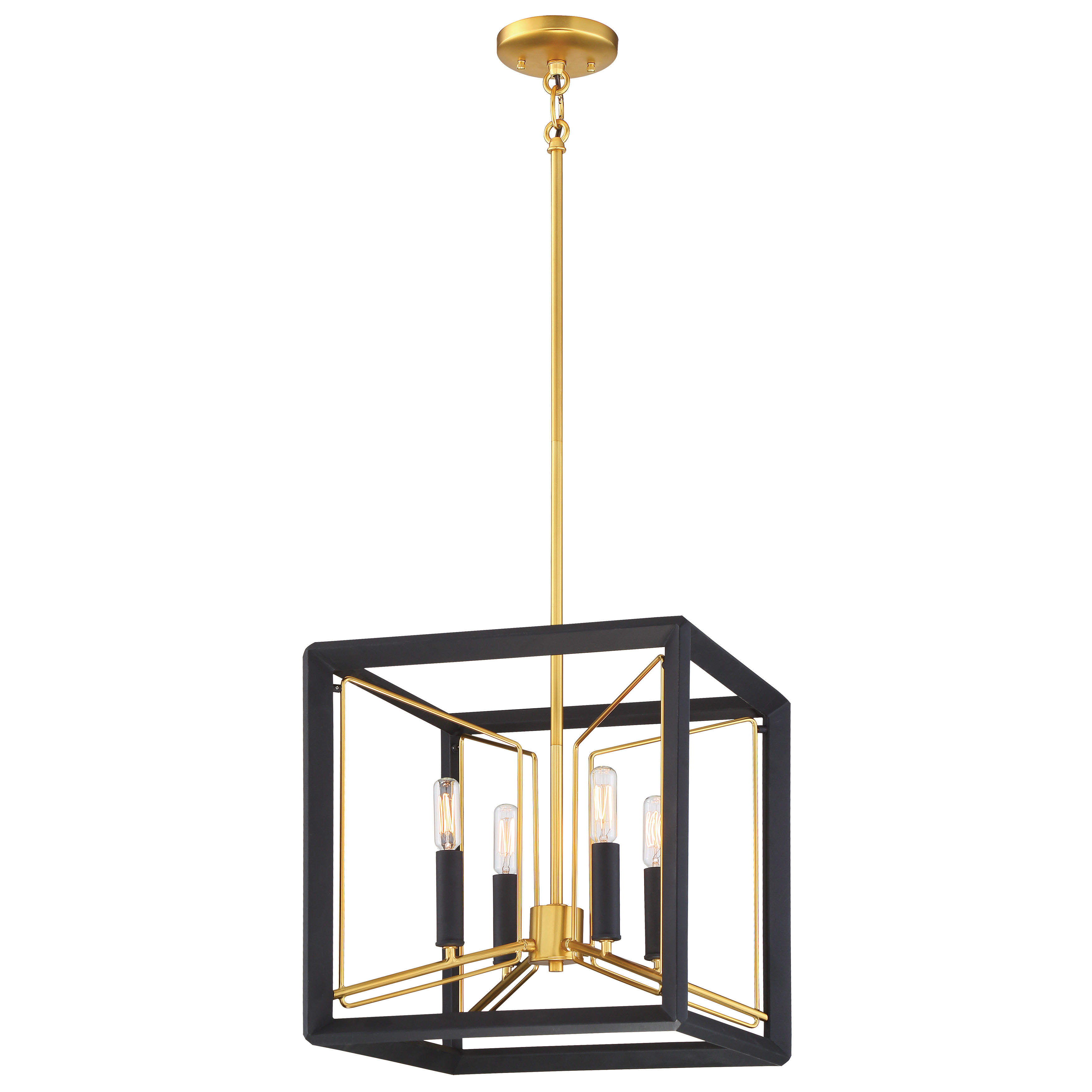 The Sable Point 4-Light Pendant combines modern industrial style with sophisticated two-tone finishes. Its compact 14.25-inch profile makes it perfect for smaller spaces while the Sand Black and Honey Gold accent finish adds visual interest.