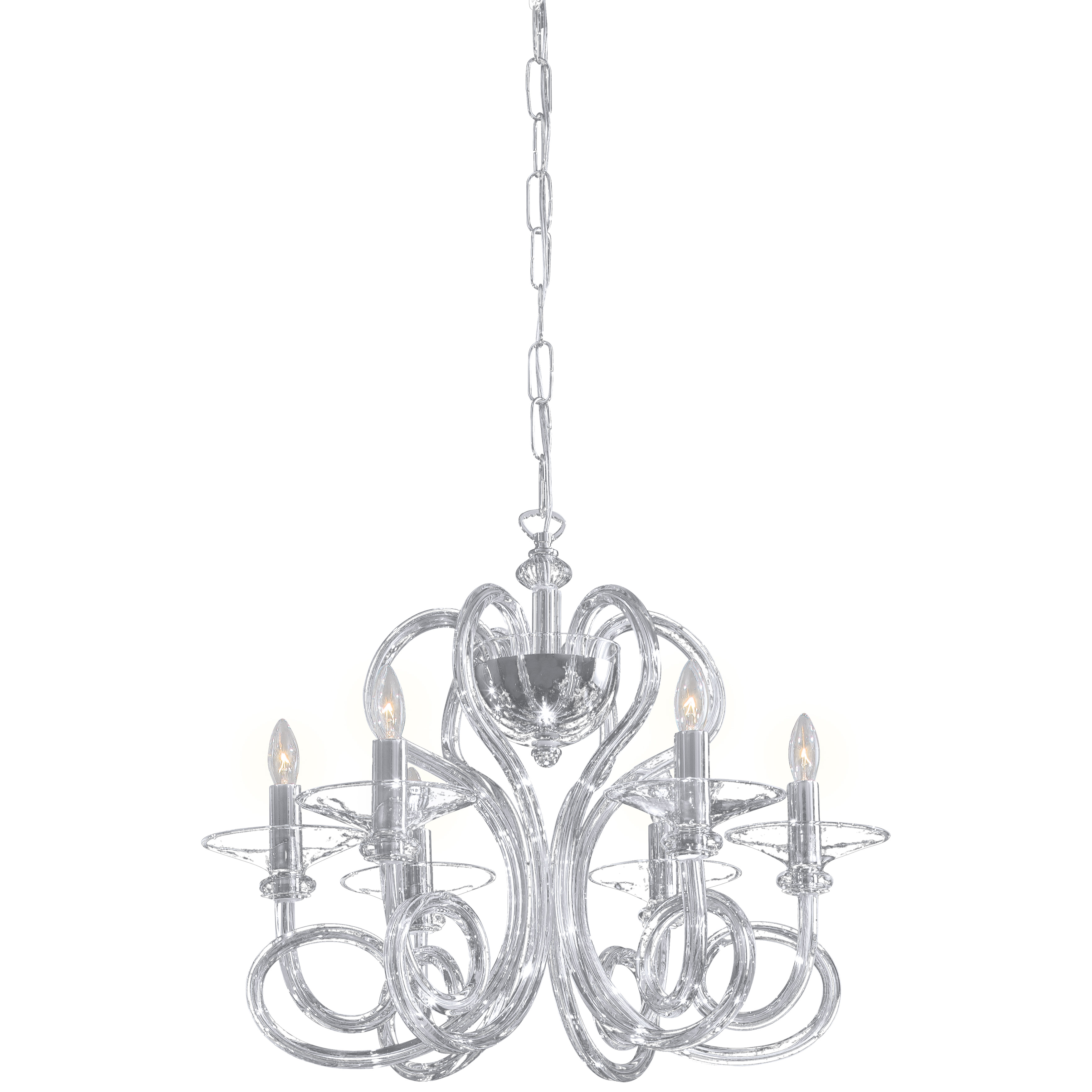 This 6-light chandelier combines timeless design with modern chrome finish and clear glass shades. At 21.25 inches wide, it's perfectly sized for medium dining rooms and foyers, offering versatile style that bridges traditional and contemporary aesthetics.
