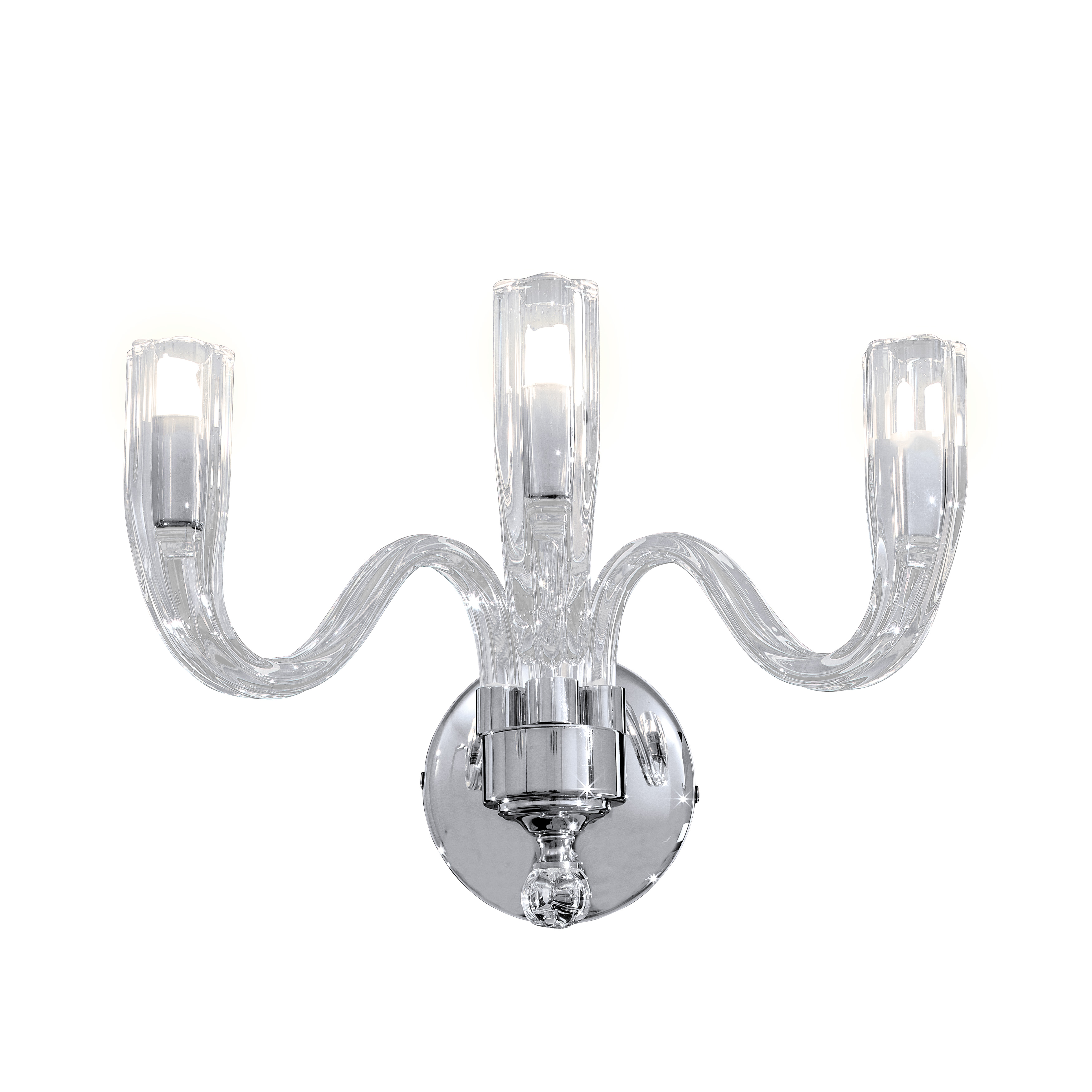 This Metropolitan Family Collection wall sconce combines polished chrome with clear glass for a clean, versatile look. The three-bulb configuration provides ample illumination, making it ideal for bathrooms and hallways.