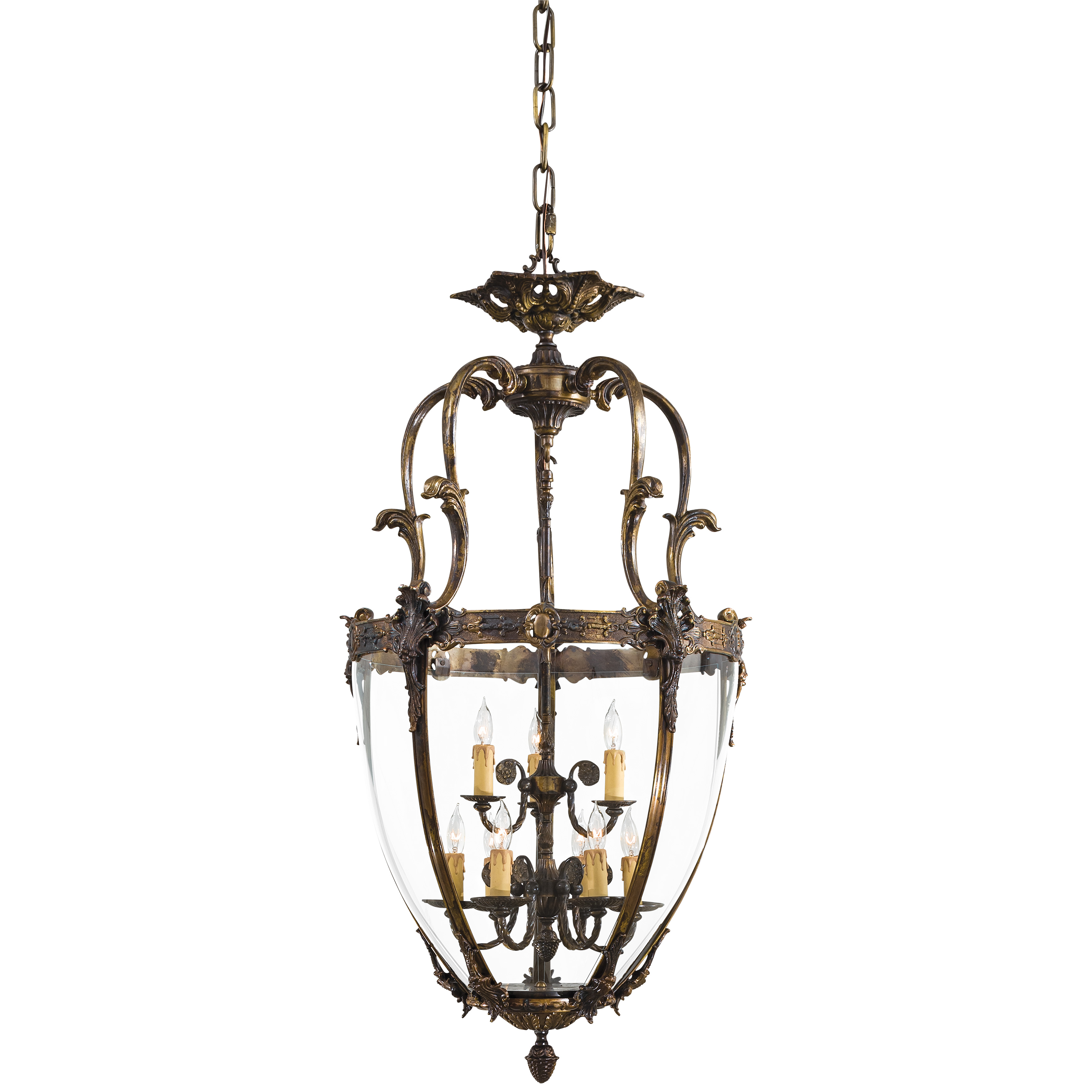 This 9-light foyer pendant brings Old World European craftsmanship to your home with its handcrafted Italian design, antique bronze patina finish, and classic candelabra styling. The 24-inch width and 44-inch height create impressive visual impact.