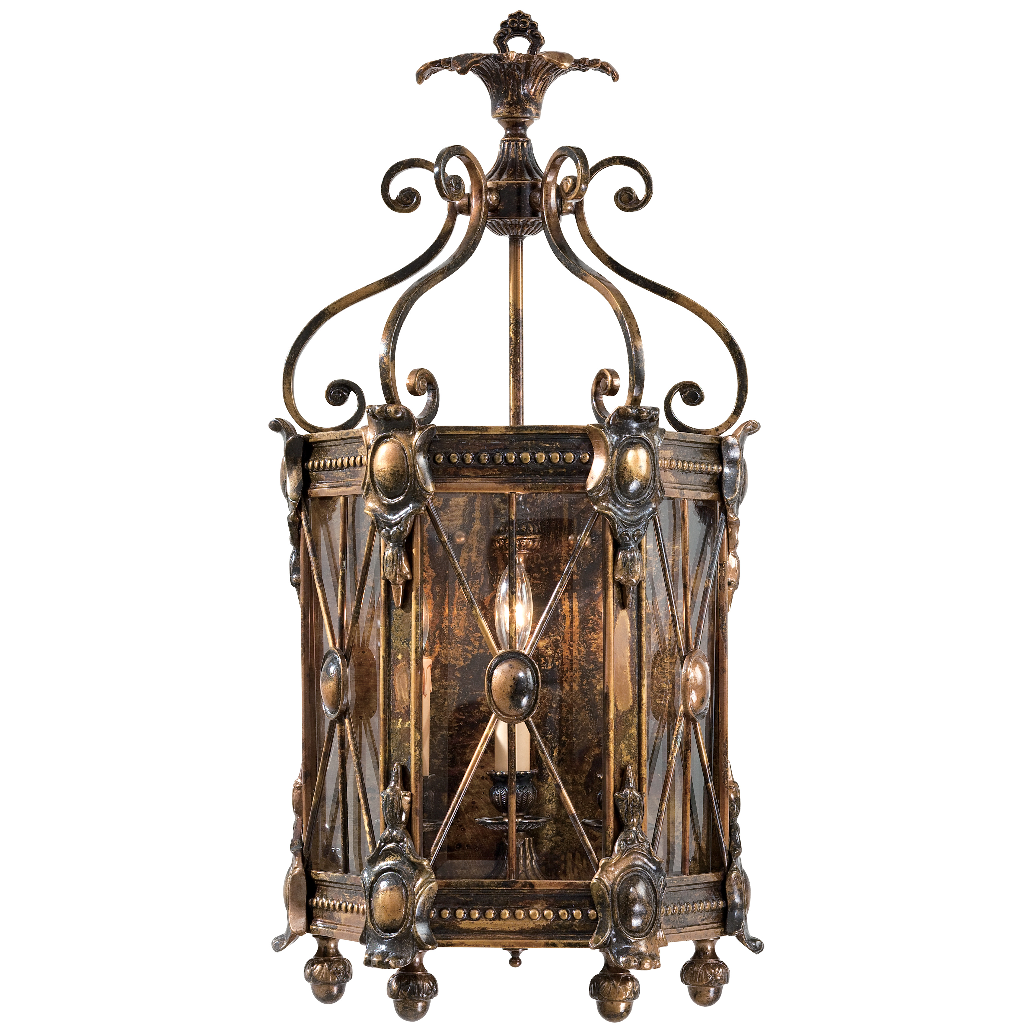 This elegant 3-light wall sconce brings Old World charm with its handcrafted Italian construction, bronze oxide finish, and distinctive drip candle sleeves. The clear glass and traditional styling create warm ambiance perfect for formal spaces.