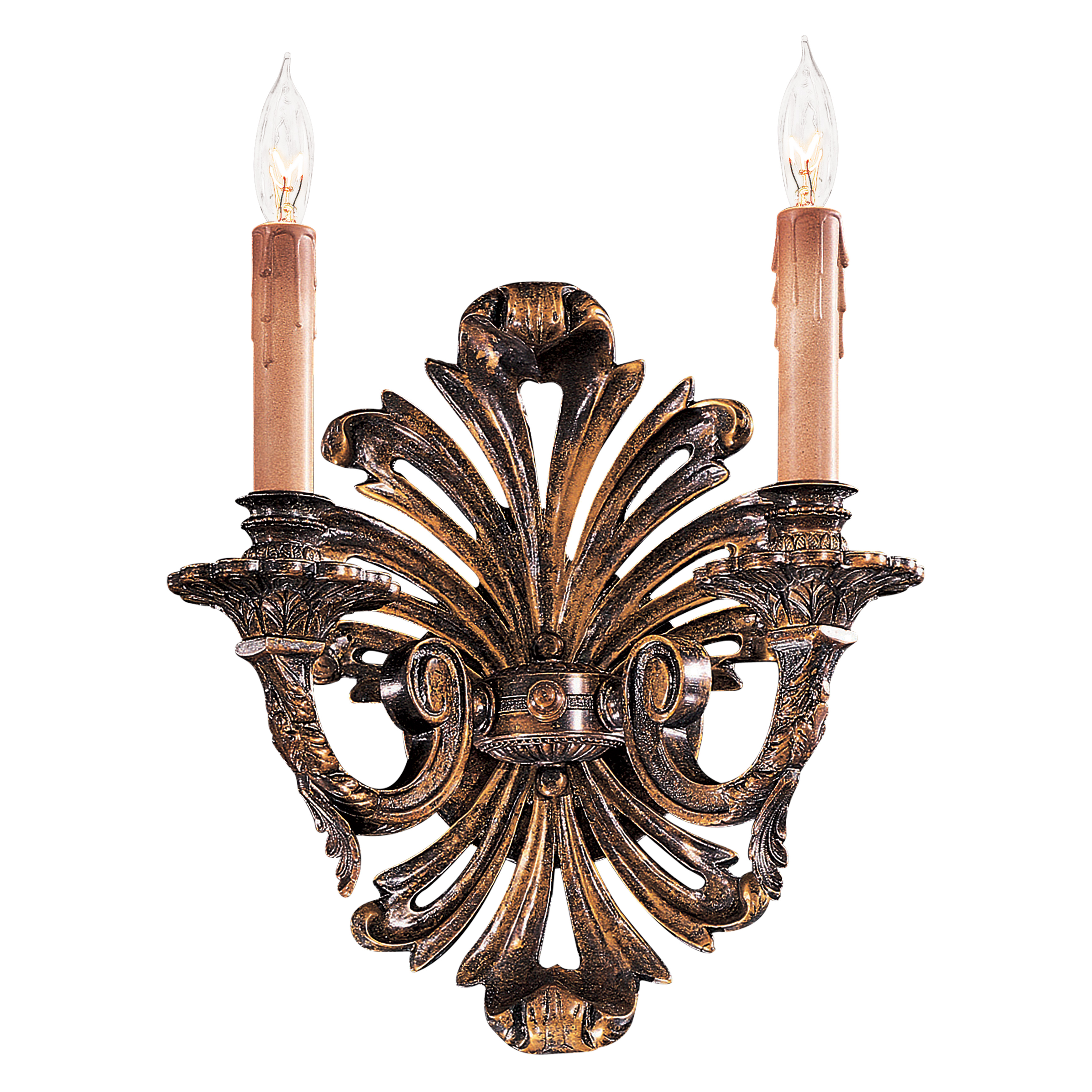 This exquisite 2-light wall sconce showcases authentic Italian craftsmanship using the traditional Lost Wax casting technique. The Oxide French Gold finish adds warmth and sophistication to any space.