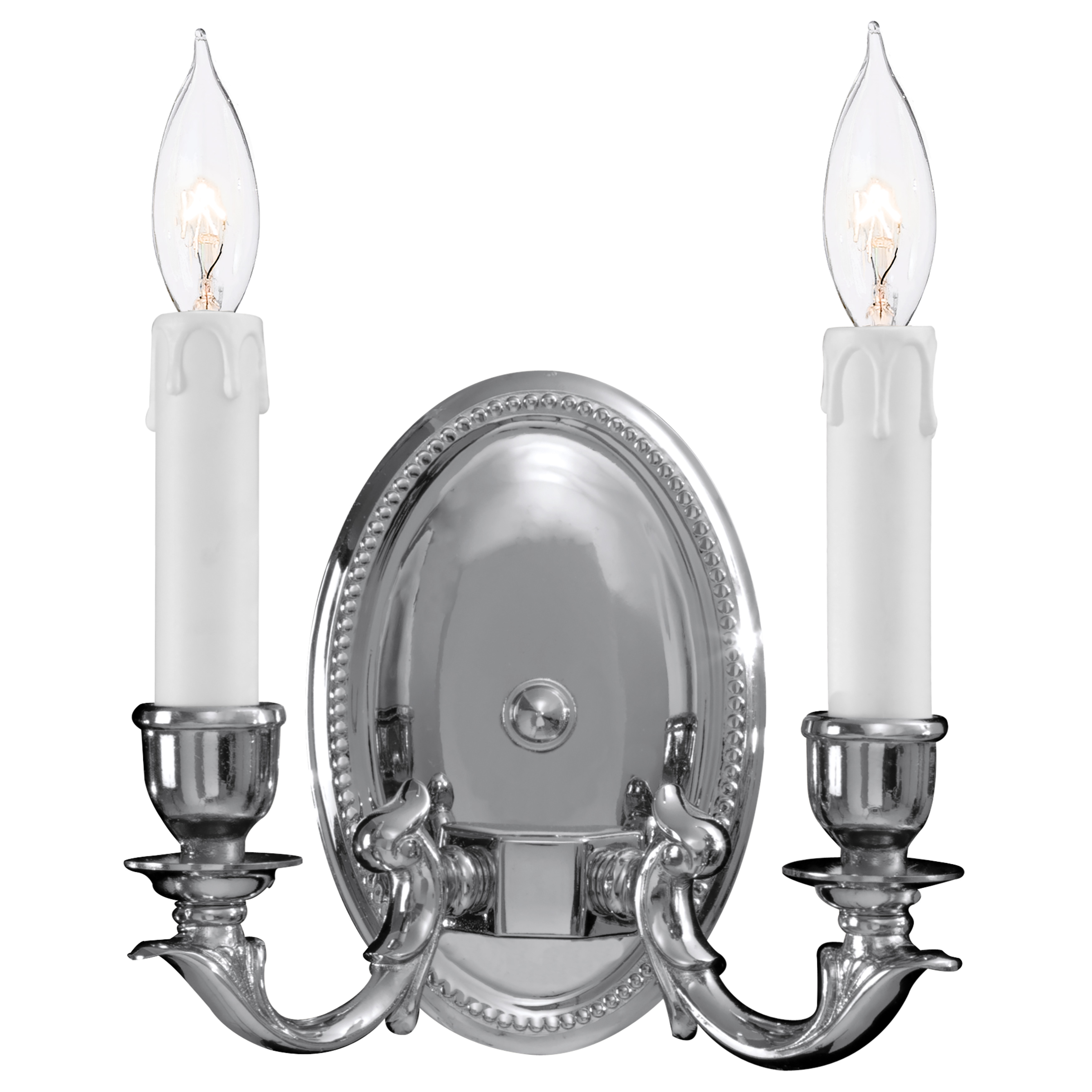 This handcrafted wall sconce from Spain combines transitional elegance with practical functionality. The polished chrome finish and cast steel arms deliver timeless appeal, while ADA compliance makes it ideal for accessible spaces.