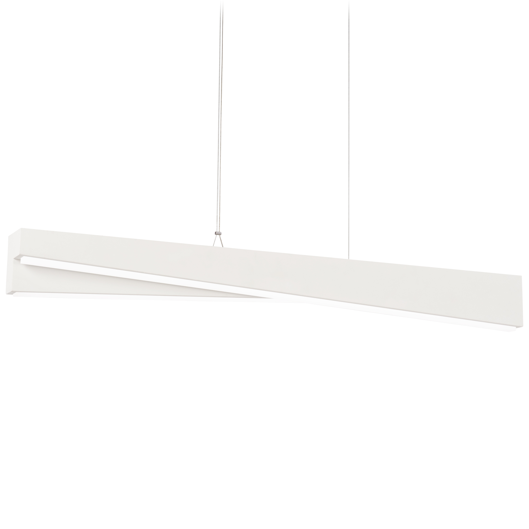 The So Inclined LED Island Light delivers clean contemporary style with its elongated 35.5-inch profile and frosted acrylic diffuser. The Sand White finish provides a soft, neutral aesthetic while the integrated LED offers 1760 lumens of bright, energy-efficient illumination perfect for kitchen islands and dining areas.