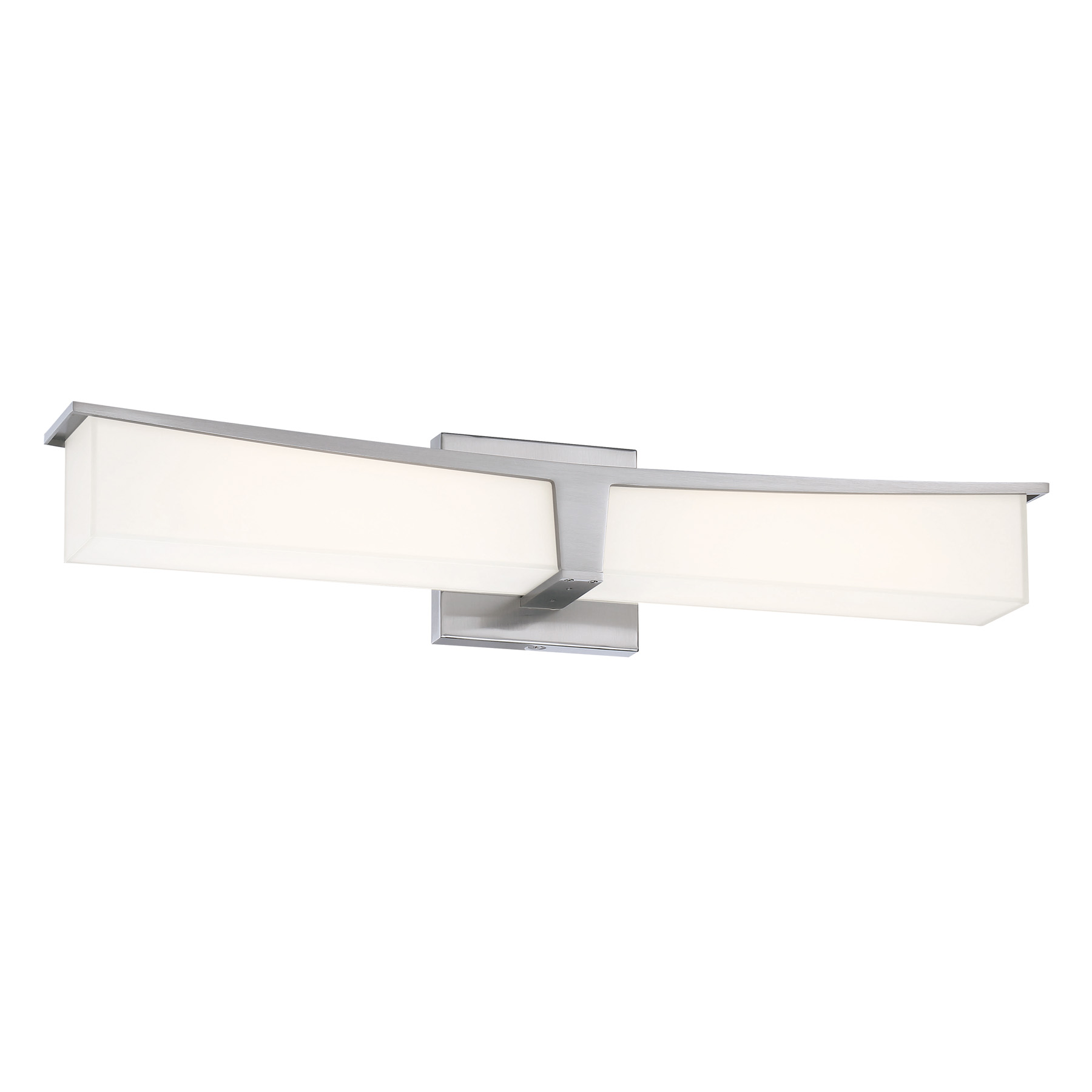 The Plane LED Bath Bar delivers 2,215 lumens of high-CRI lighting in a contemporary brushed nickel finish. ADA-compliant design with dimmable LED technology makes it ideal for modern bathrooms requiring both style and accessibility.