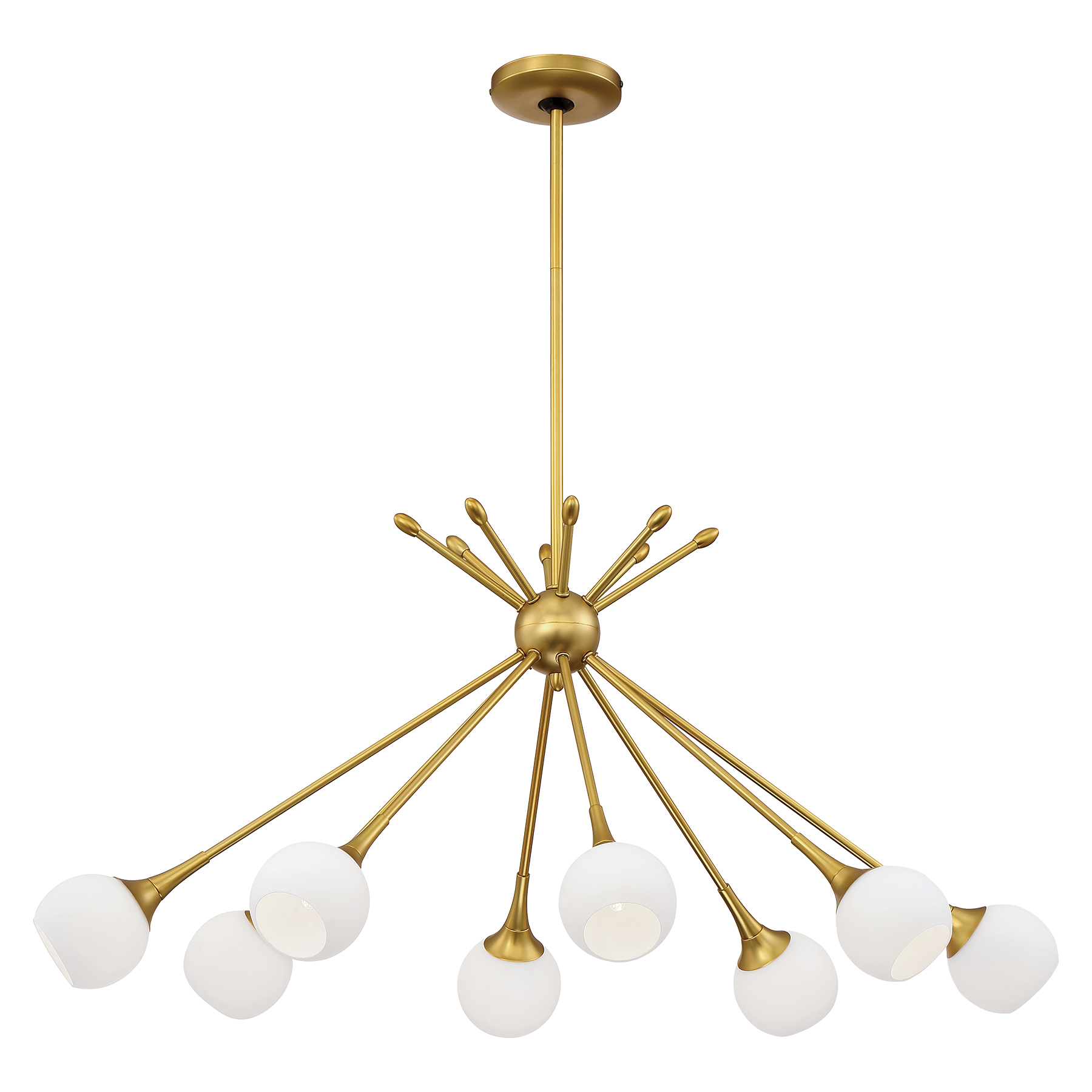 The Pontil 8-Light Island Chandelier combines transitional elegance with modern functionality. Its honey gold finish and etched opal glass shades create warm, diffused illumination perfect for kitchen islands and dining areas.