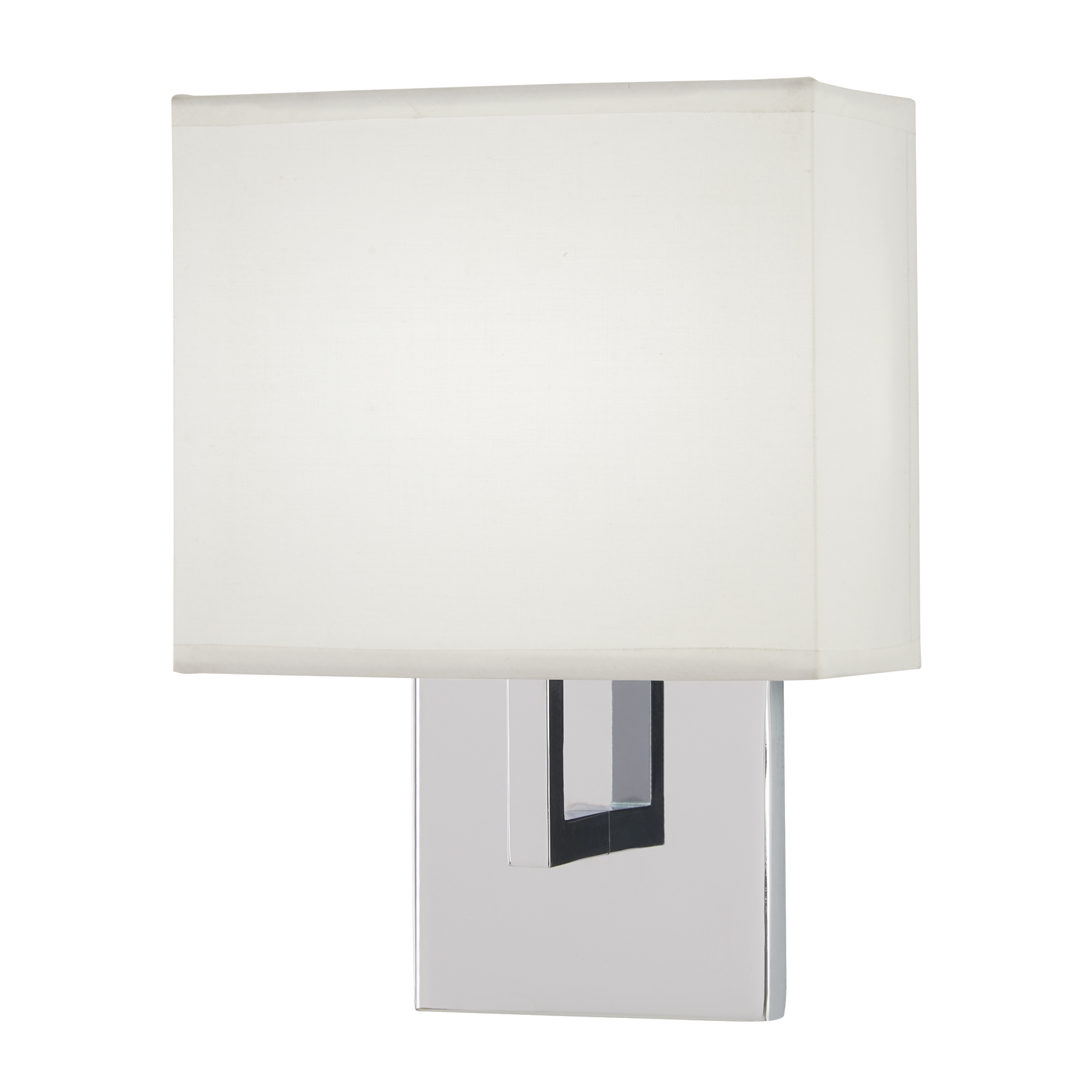 This compact wall sconce combines modern chrome finish with a soft white fabric shade, delivering 639 lumens of warm, dimmable LED light. ADA-compliant design makes it ideal for accessible bathrooms and hallways.