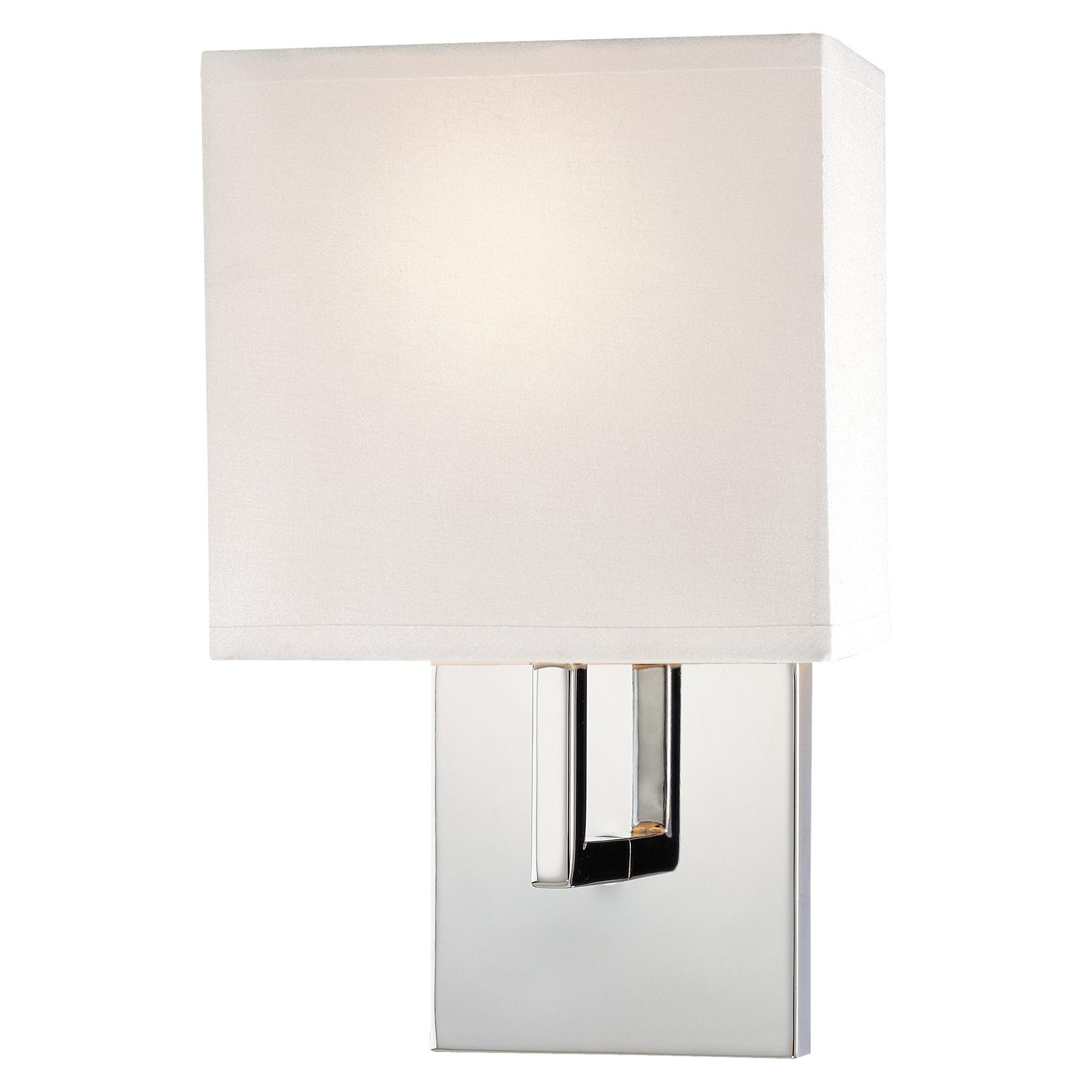 This compact wall sconce combines polished chrome with a white fabric shade for a clean, transitional look. ADA-compliant design makes it ideal for bathrooms and hallways where accessibility matters.