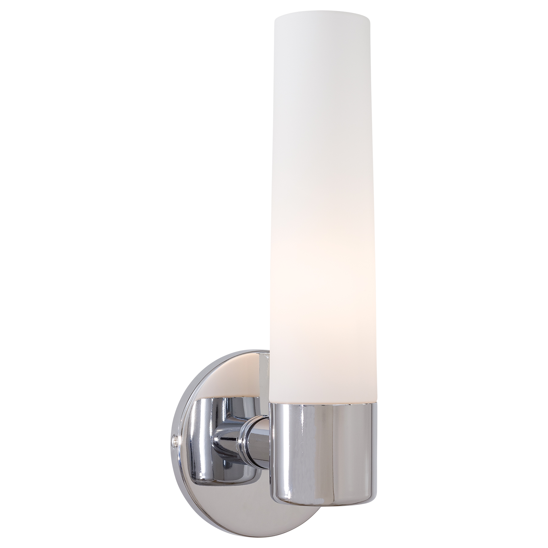 The Saber wall sconce combines transitional styling with practical functionality. Its chrome finish and etched opal glass shade deliver clean, diffused light perfect for bathroom vanities and hallways. Compact at 12.5" tall, it fits tight spaces while providing reliable illumination.