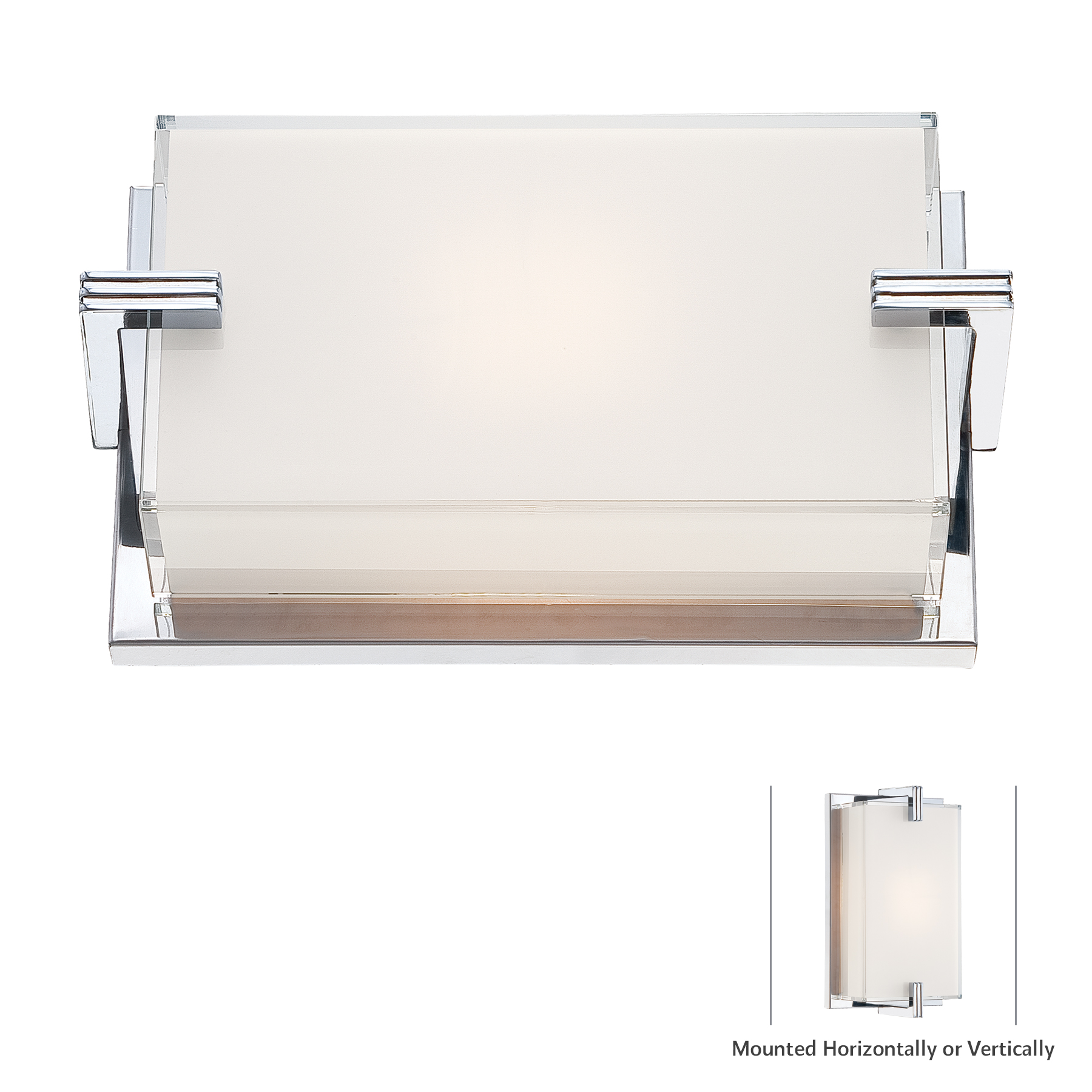 The Cubism wall sconce combines modern geometric styling with practical functionality. Its chrome finish and mitered glass shade create a sophisticated look while meeting ADA compliance standards, making it ideal for accessible spaces.