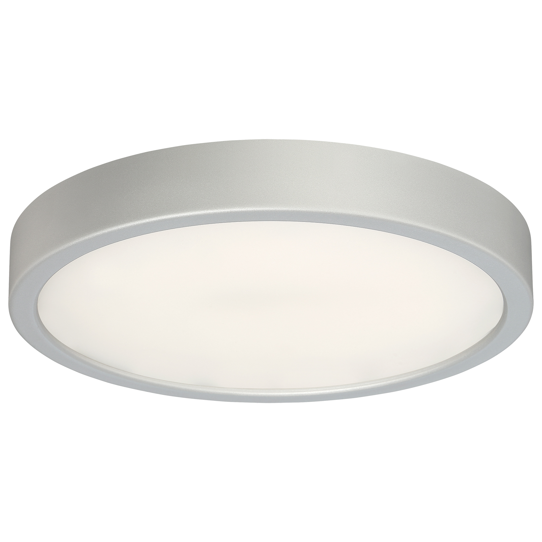This energy-efficient LED flush mount delivers bright, high-quality light in a slim 2.25-inch profile. The etched white glass diffuses light evenly while the silver finish complements modern and transitional interiors.